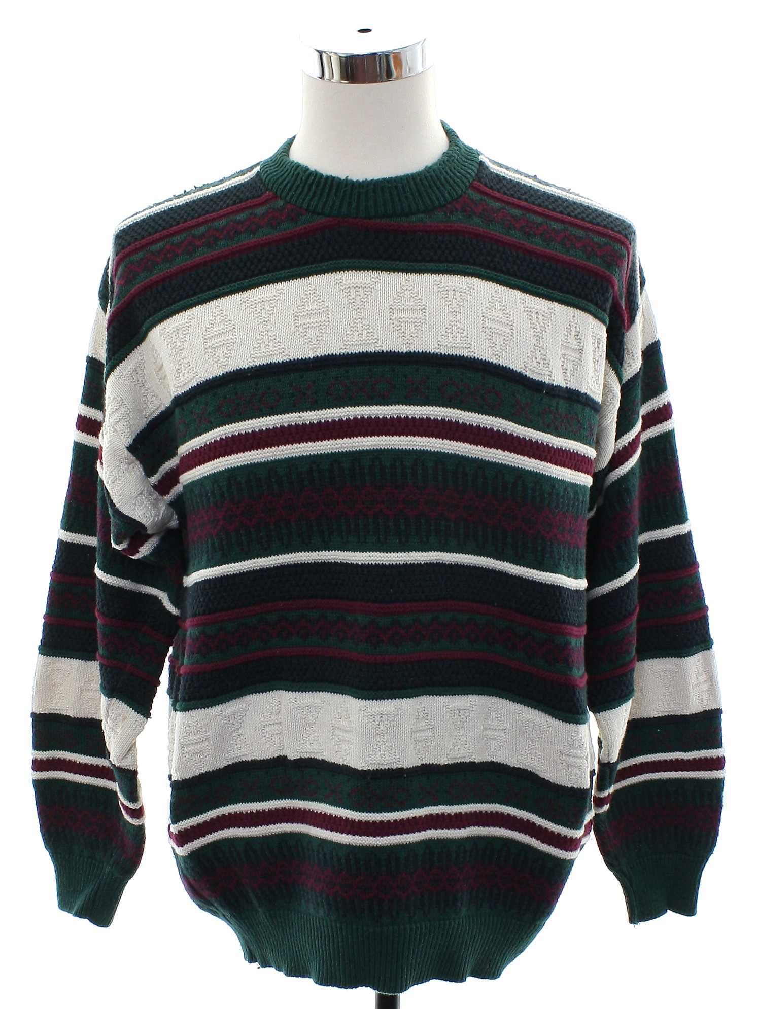 1980's Retro Sweater: 80s -Munsingwear- Mens ivory background cotton ...