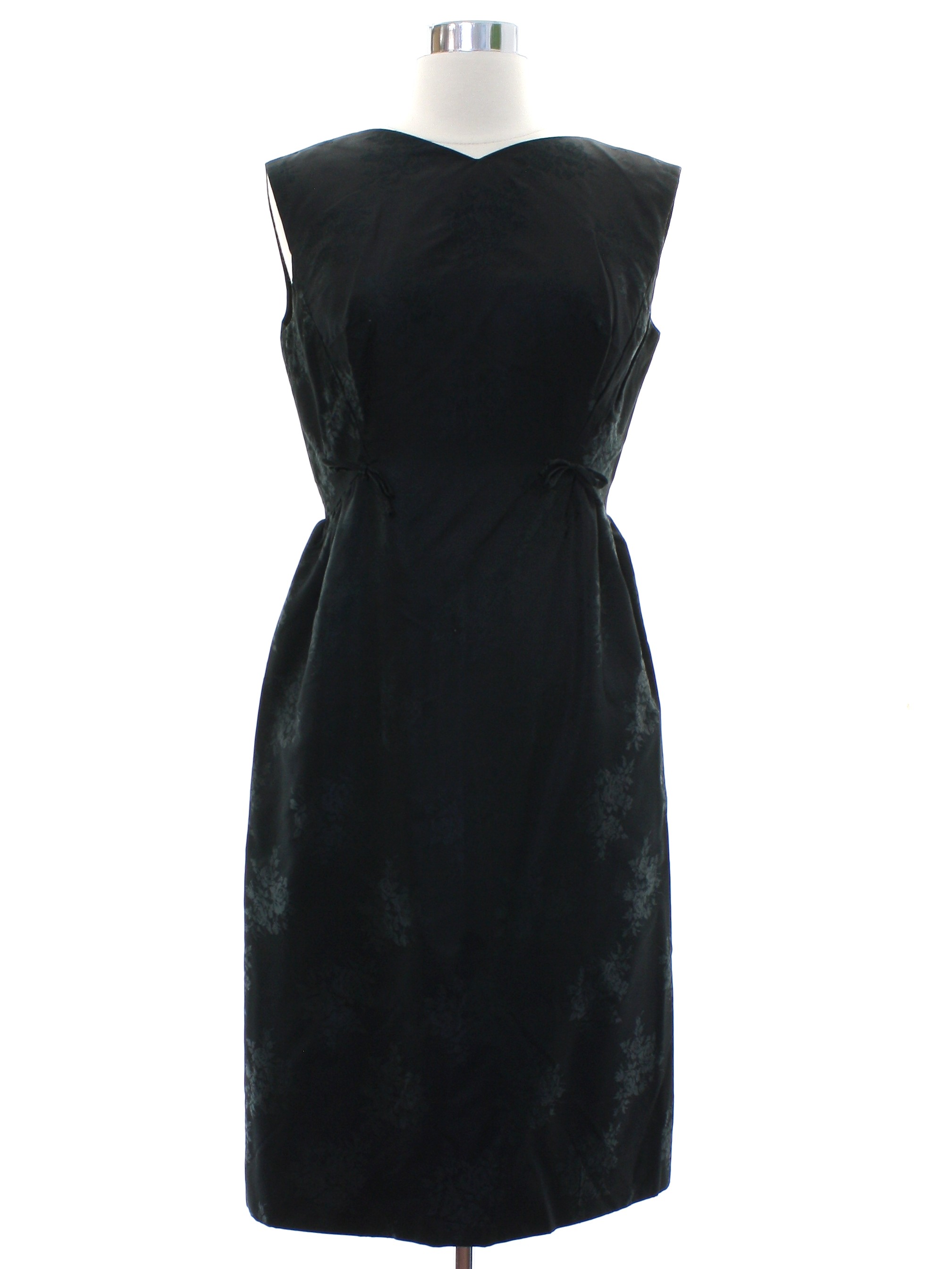 Retro 1960s Cocktail Dress: 60s -Nicholas Ungar- Womens black. satin ...