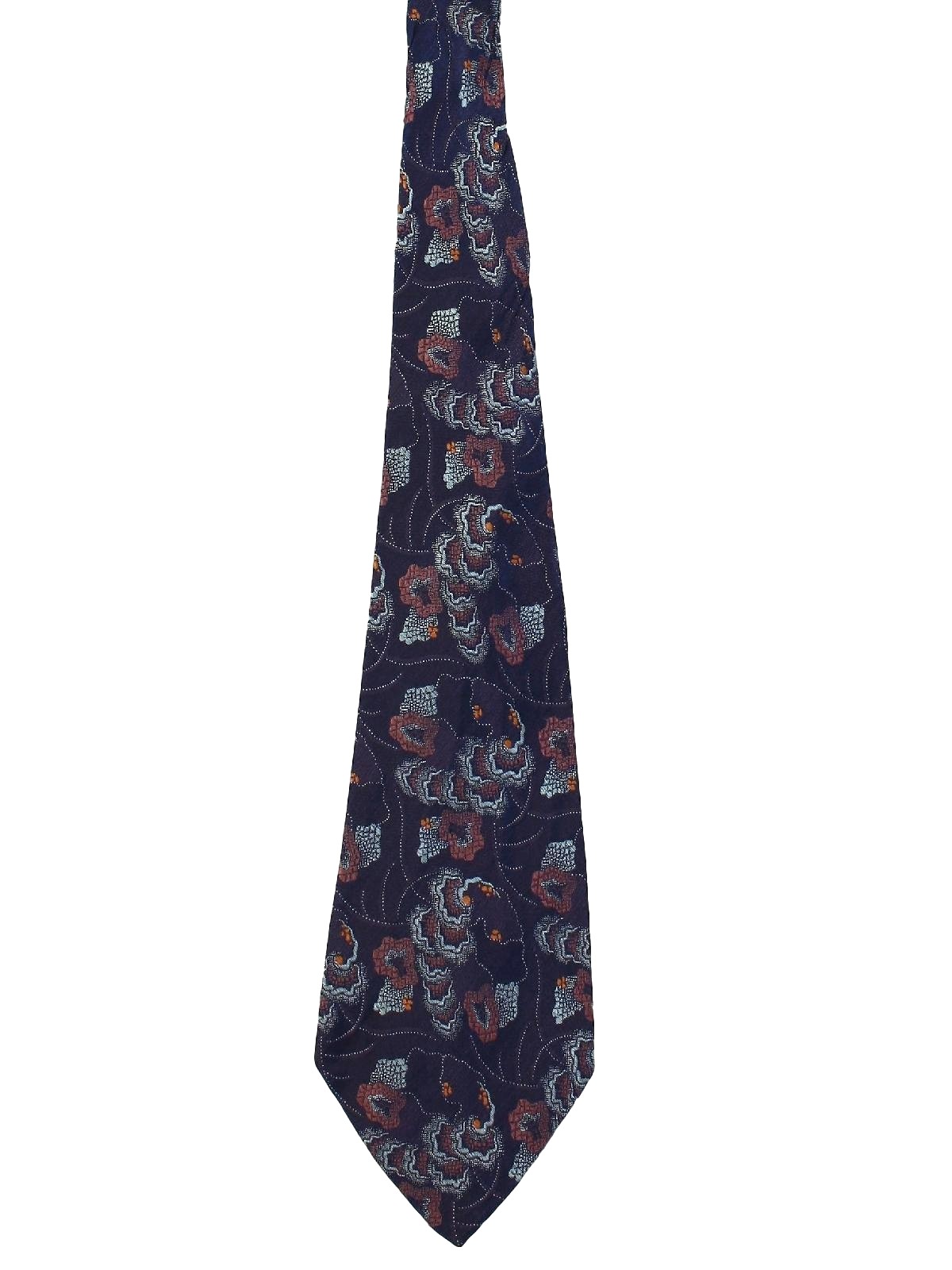 1940's Vintage Neck Tie: Early 40s -No Label- Mens navy blue background ...