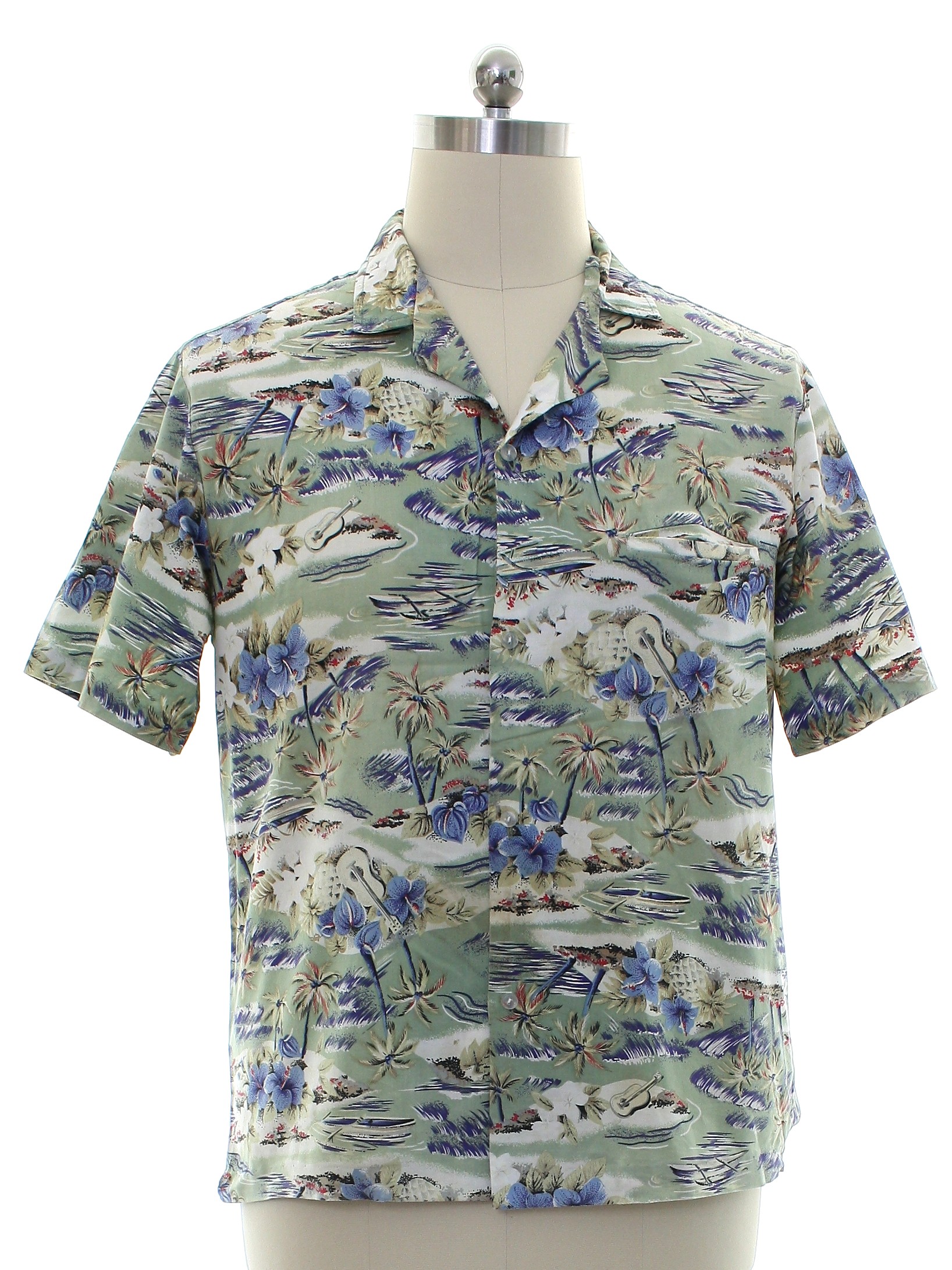 Retro 1980's Hawaiian Shirt (Unreadable Label) : 80s -Unreadable Label ...
