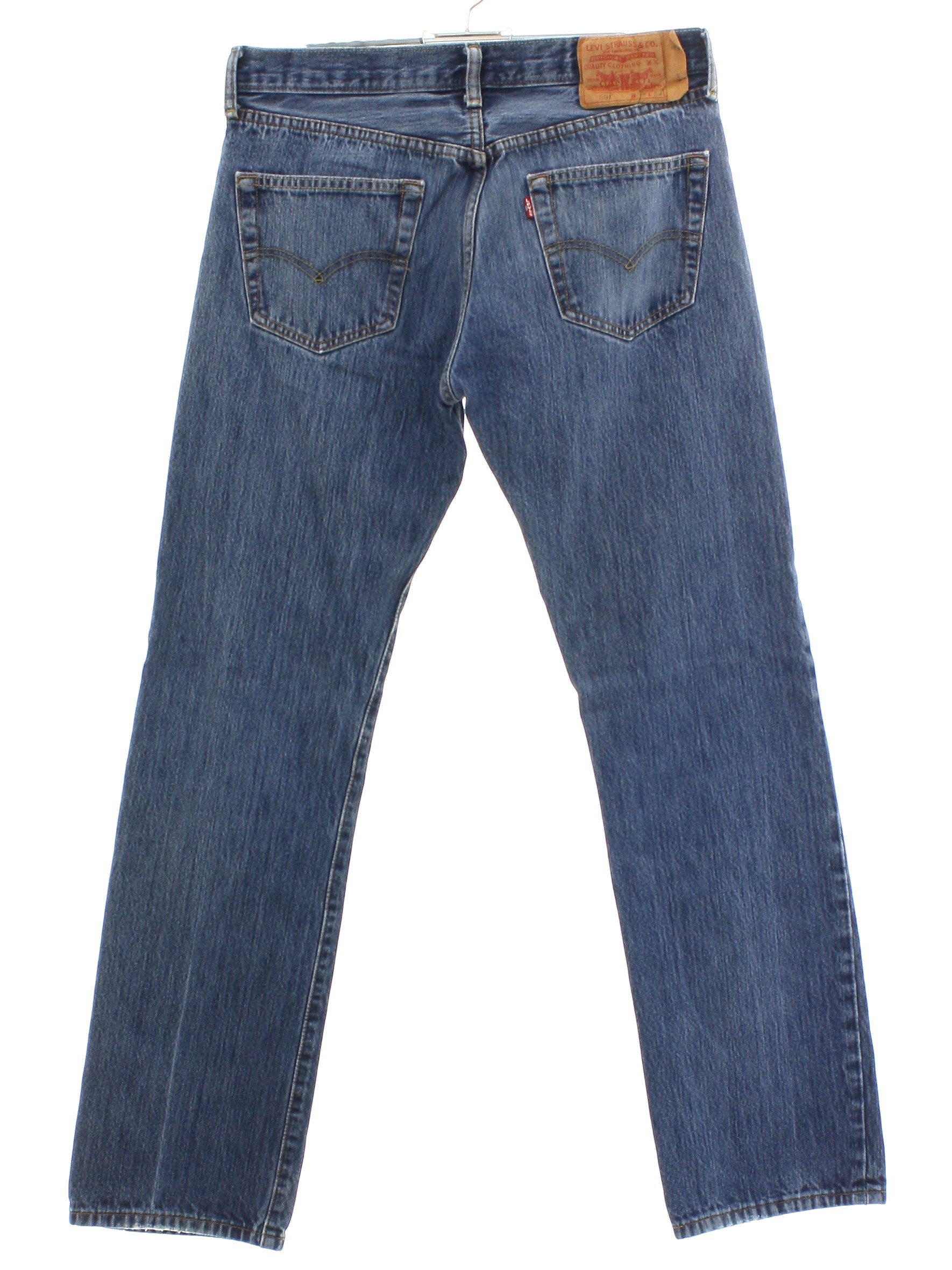 Pants: 90s (2011) -Levis 501- Mens faded and worn blue cotton denim ...