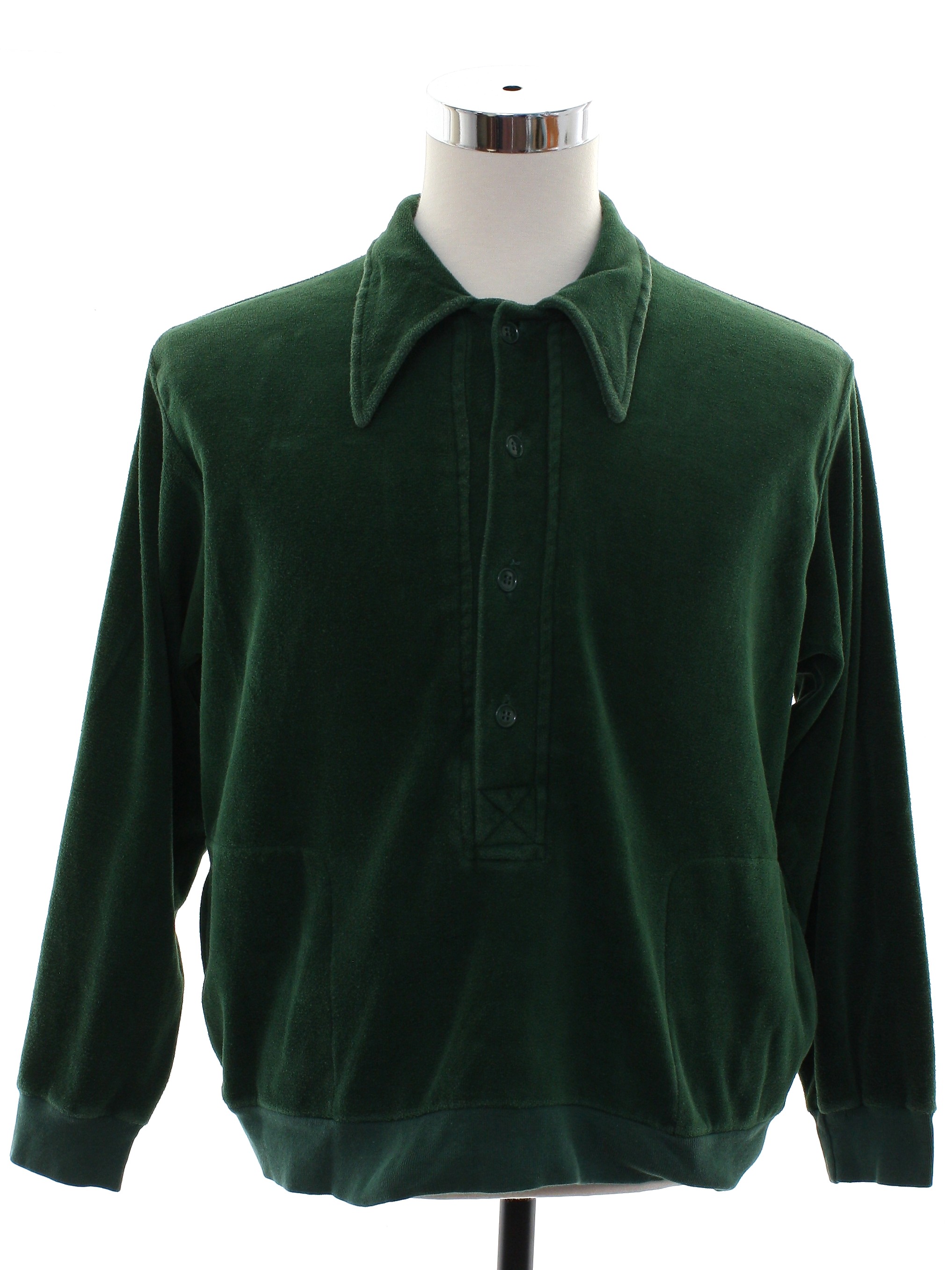 Download Vintage 1970's Velour Shirt: 70s -JC Penney- Mens forest ...