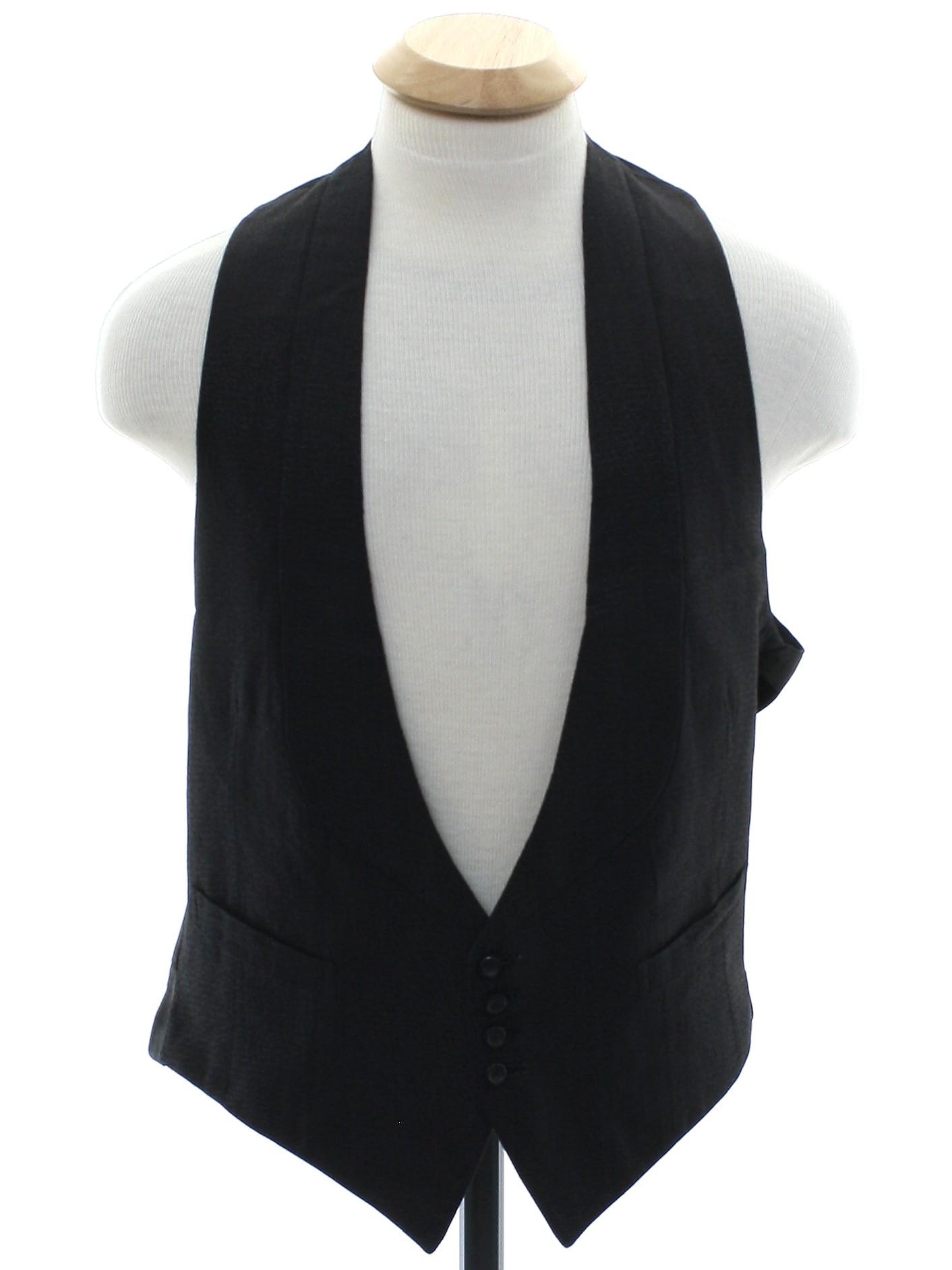 1930's Retro Vest: 30s -No Label- Mens black figured rayon brocade ...