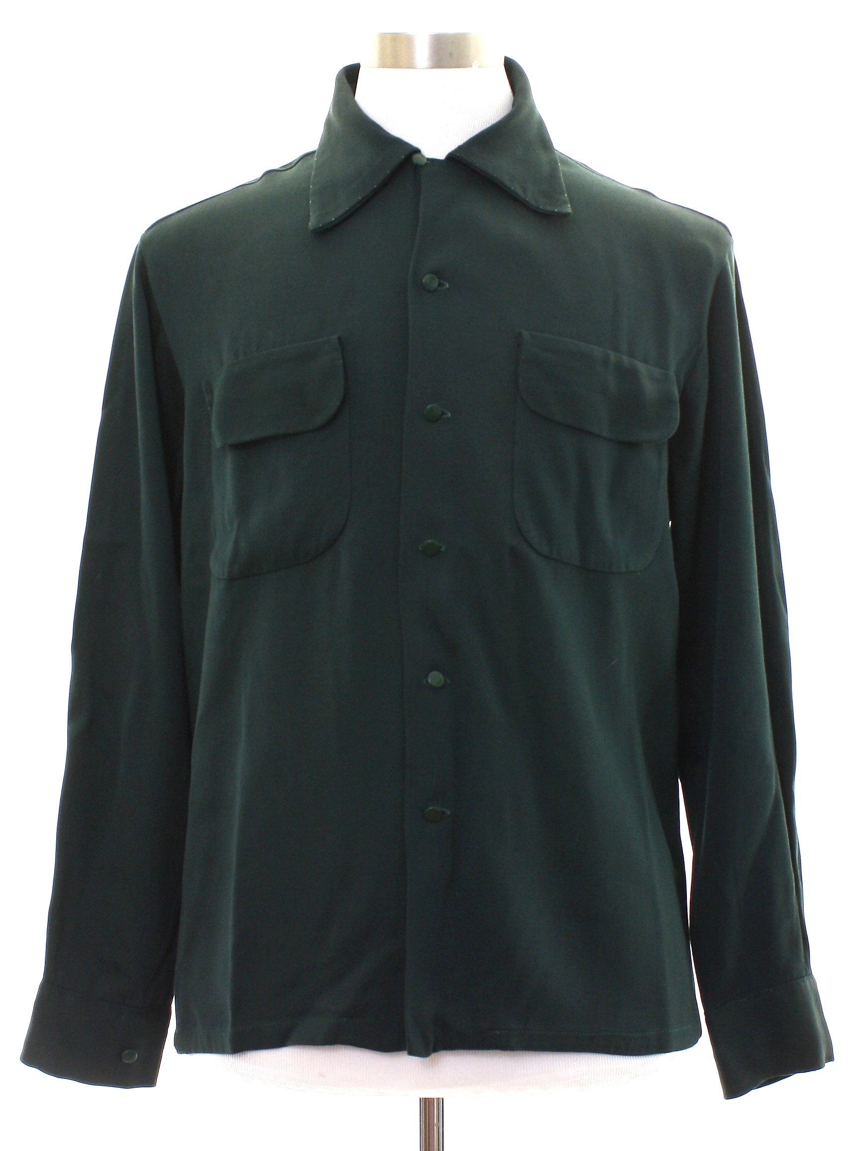 40s Retro Gabardine Shirt: Late 40s -Manor House- Mens deep green ...