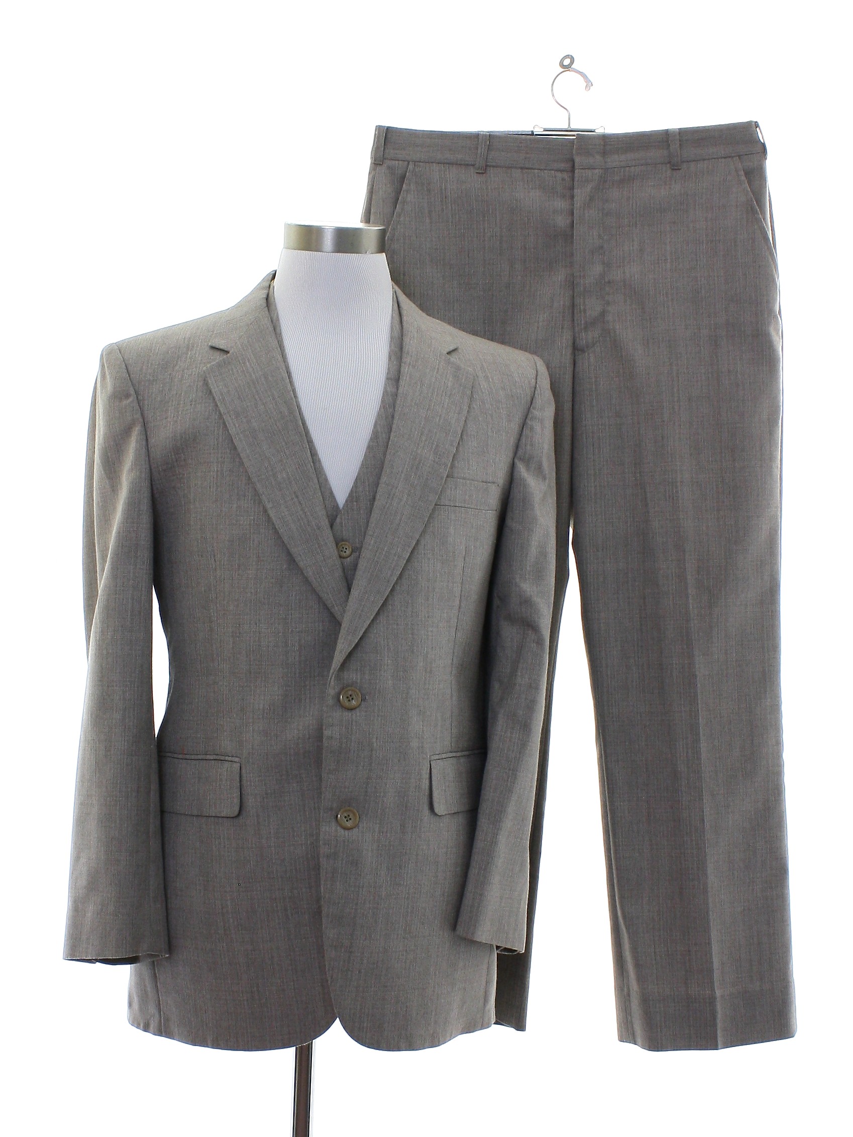 Eighties Vintage Suit: Early 80s -Playboy- Mens taupe heather blended ...