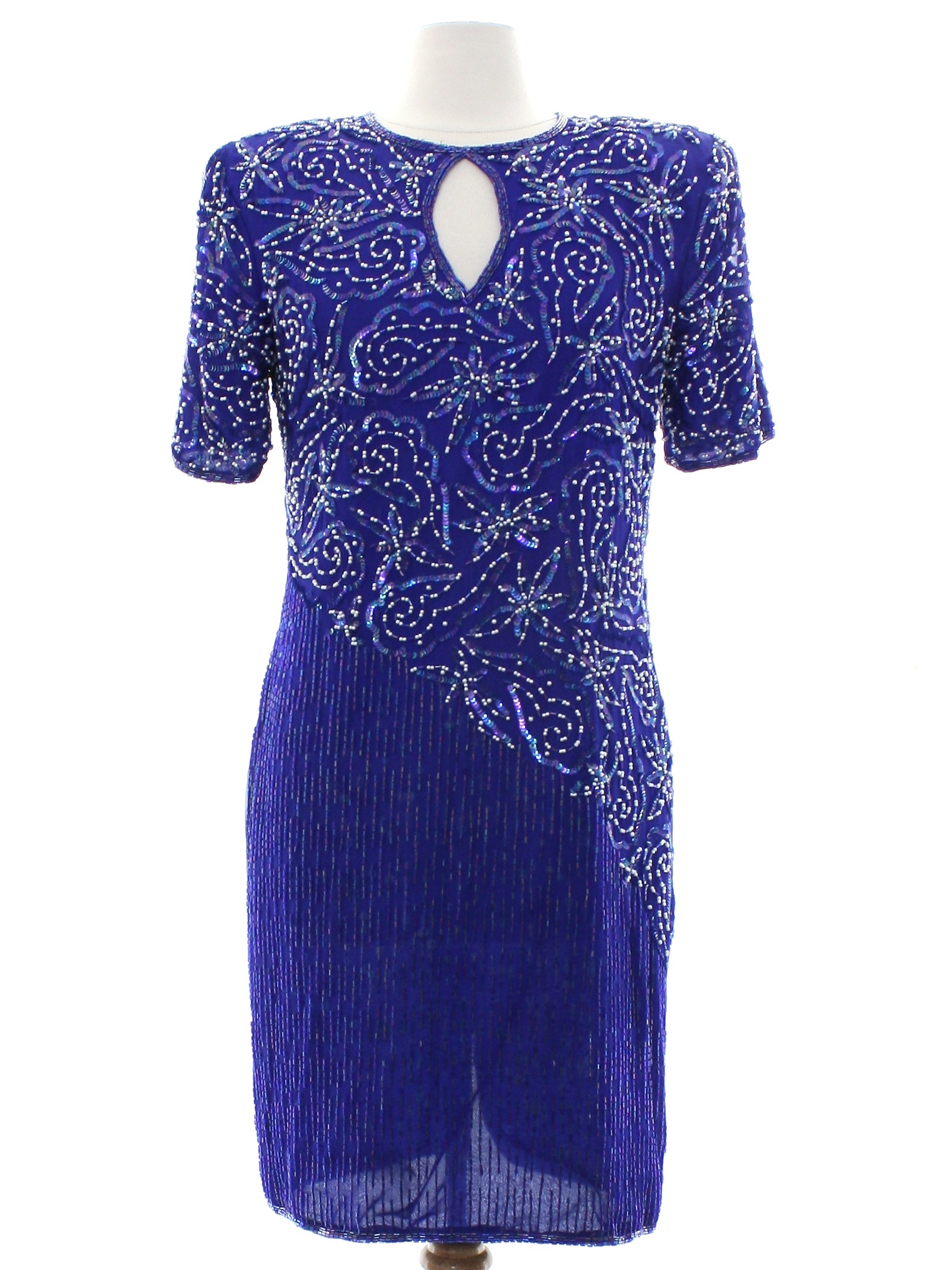 Vintage 80s Cocktail Dress: 80s -Night Vogue- Womens cobalt blue ...