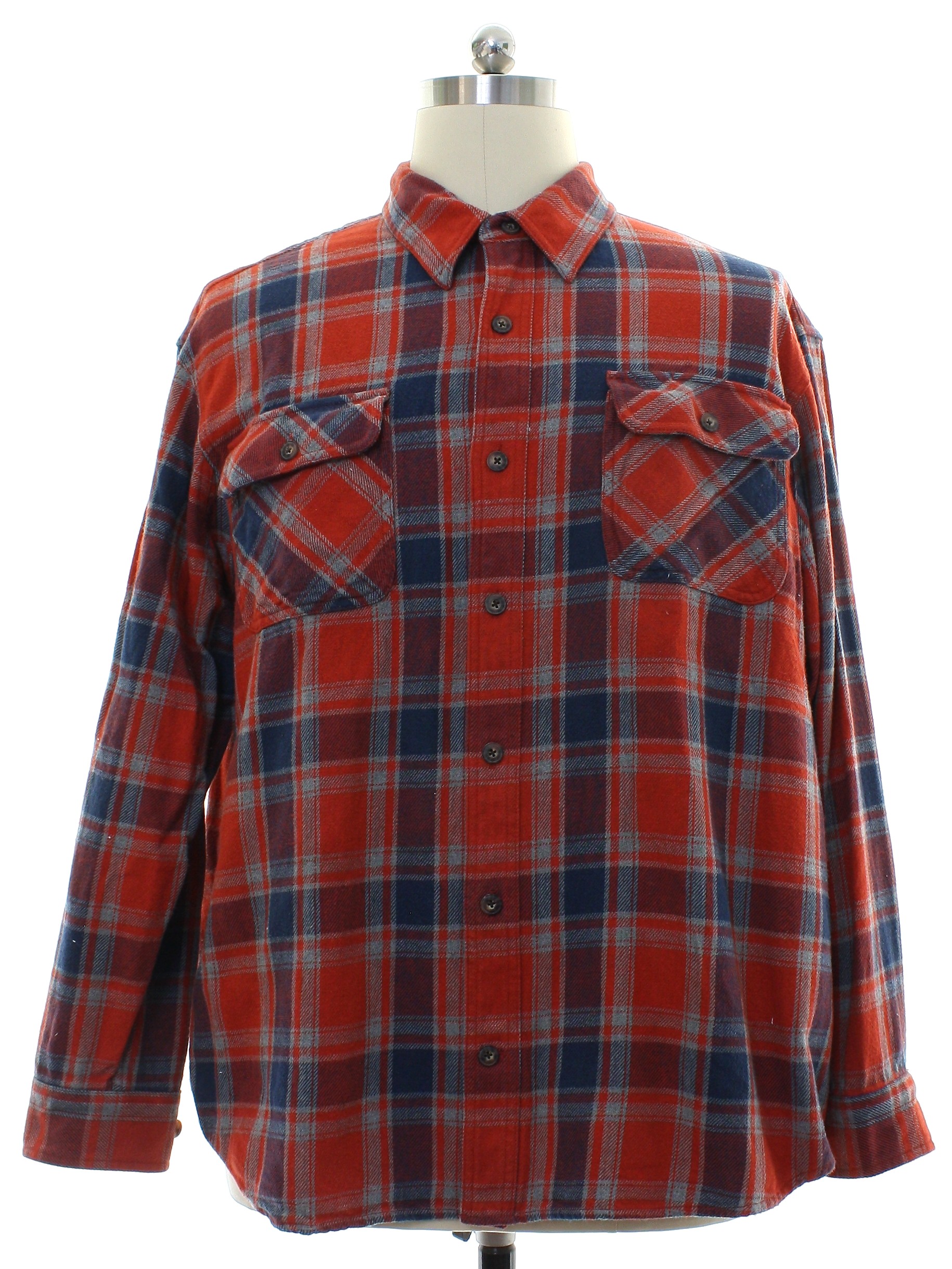 Shirt: Newer Than 90s -Duluth Trading Co- Mens red background, navy ...