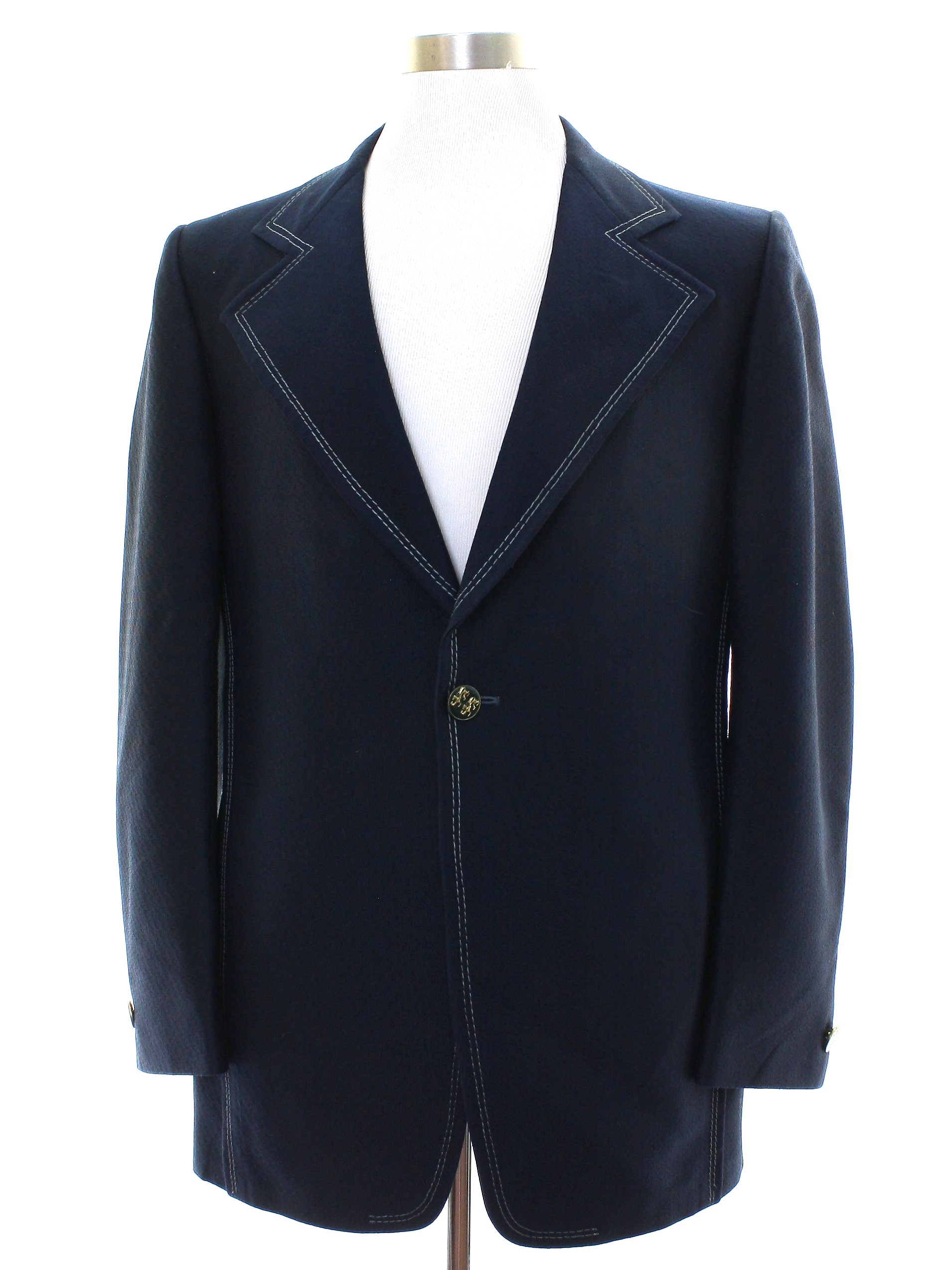 Vintage Ohrbachs Seventies Jacket: 70s -Ohrbachs- Mens navy blue ...