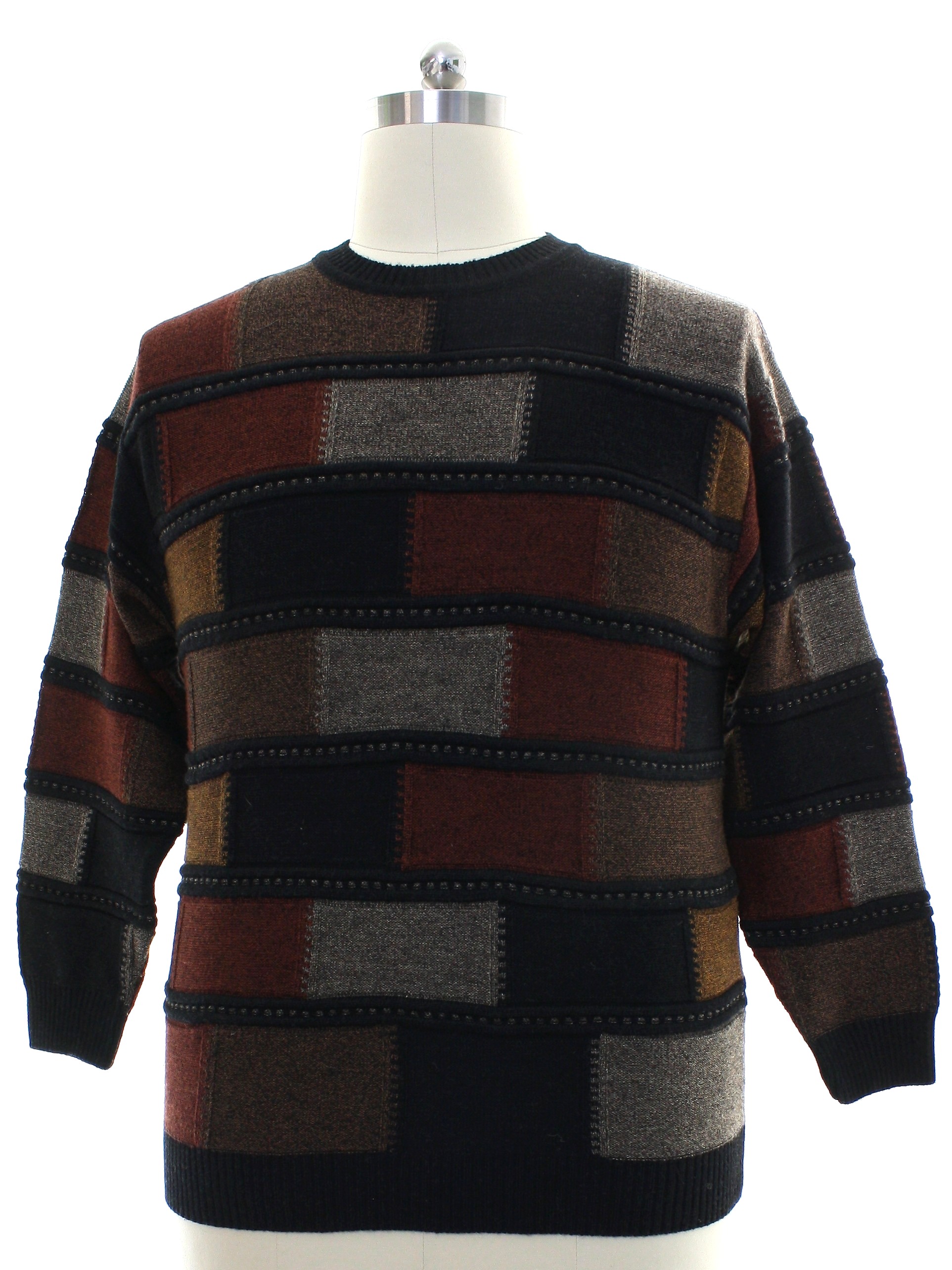No Label 80's Vintage Sweater: 80s -No Label- Mens dark brown ...