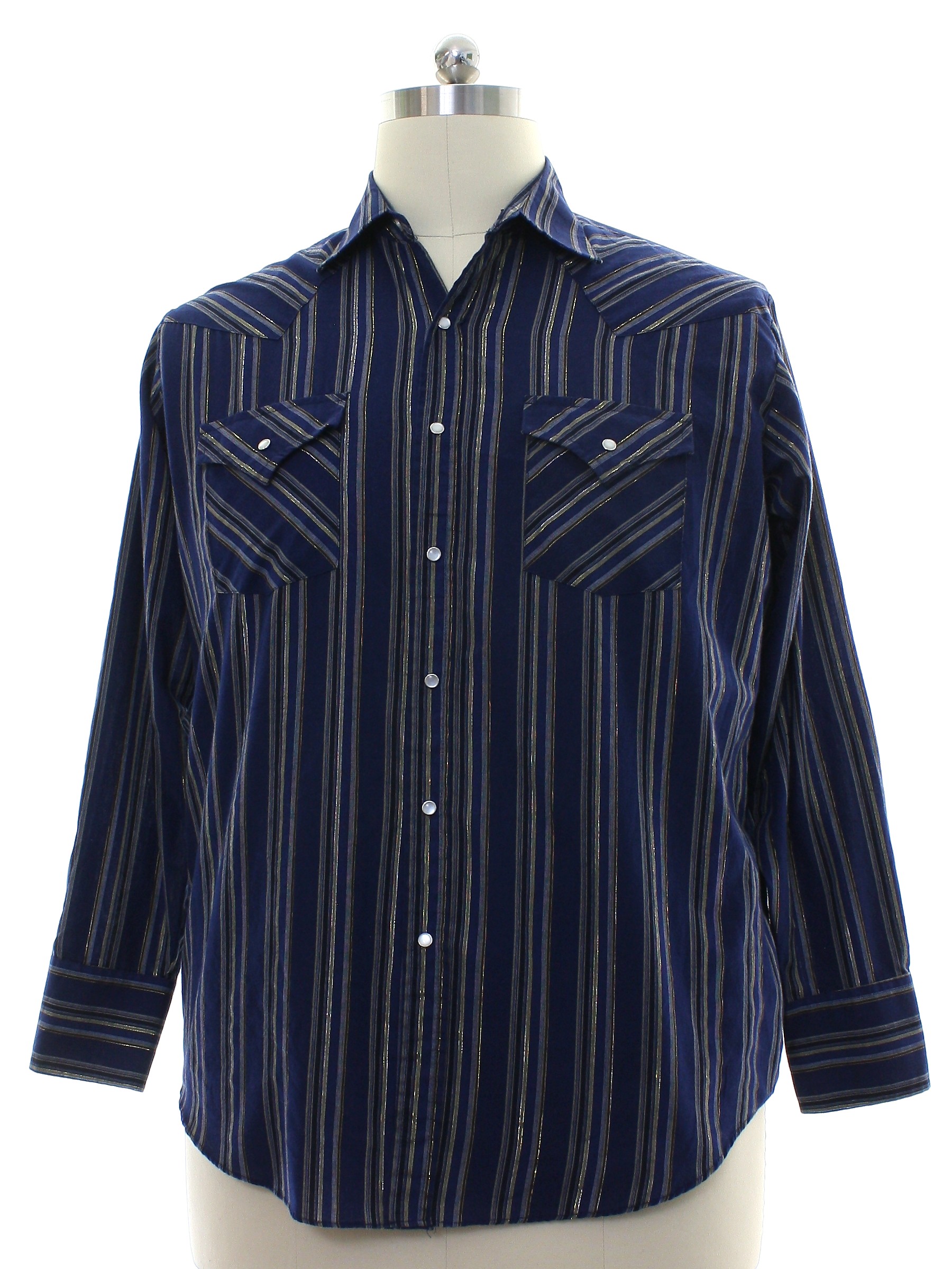 1990's Retro Western Shirt: 90s -Plains Western Wear- Mens midnight ...