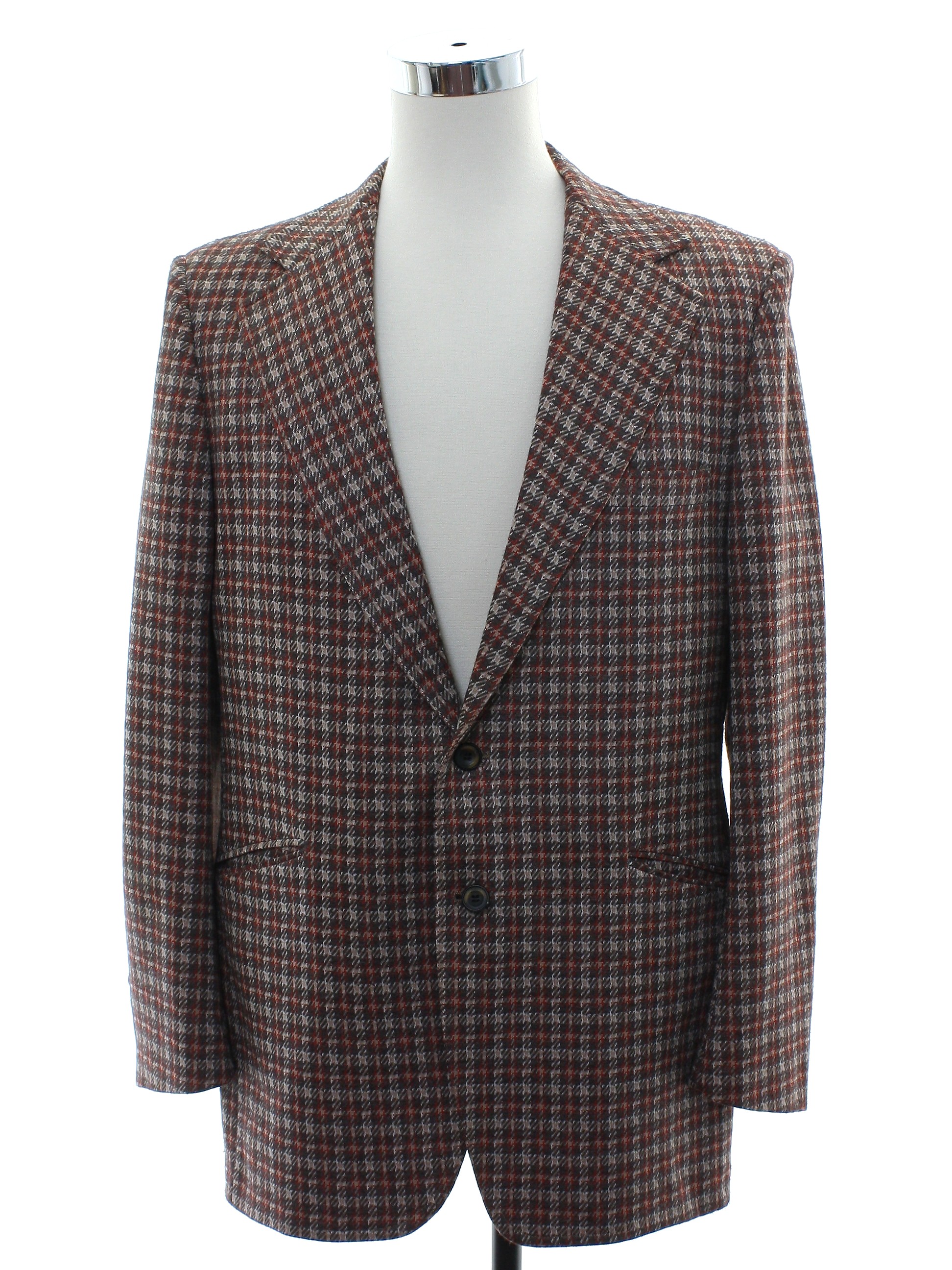 Seventies Vintage Jacket: 70s -Sears Travel Knit- Mens taupe multi ...