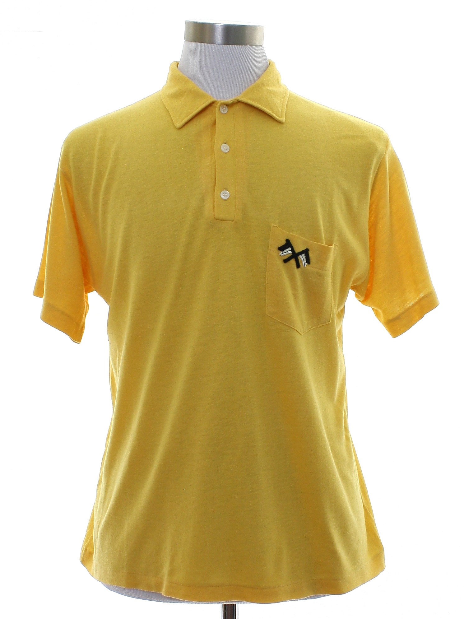 1960's Shirt (Haband): Late 60s -Haband- Mens golden yellow background ...