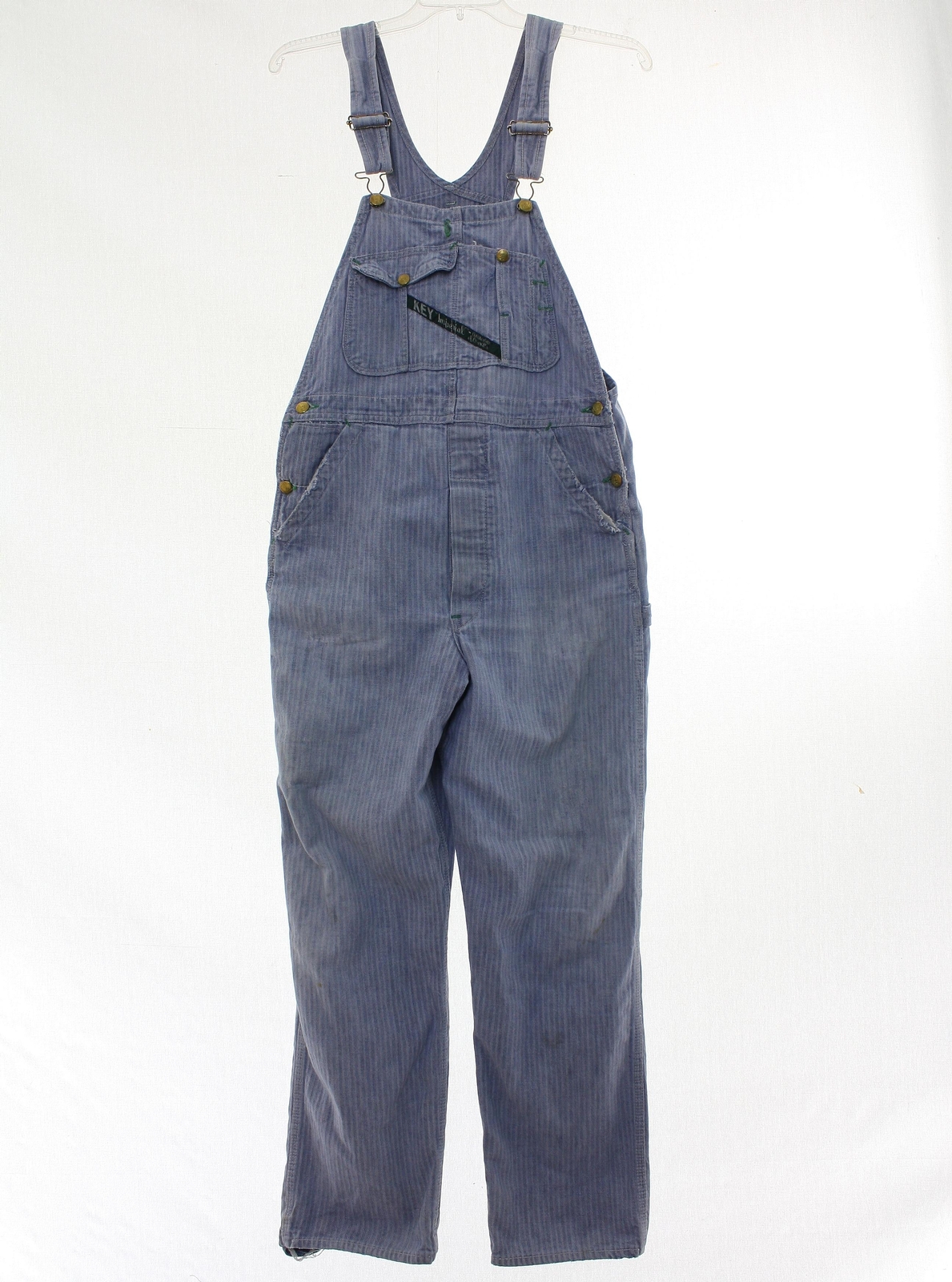 Retro Eighties Overalls: 80s -Key Imperial- Mens hazy blue and white ...
