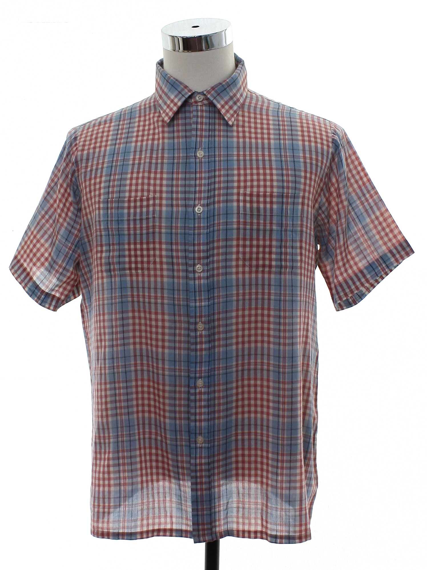 Retro 1980s Shirt: 80s -Arrow- Mens sky blue background thin slightly ...