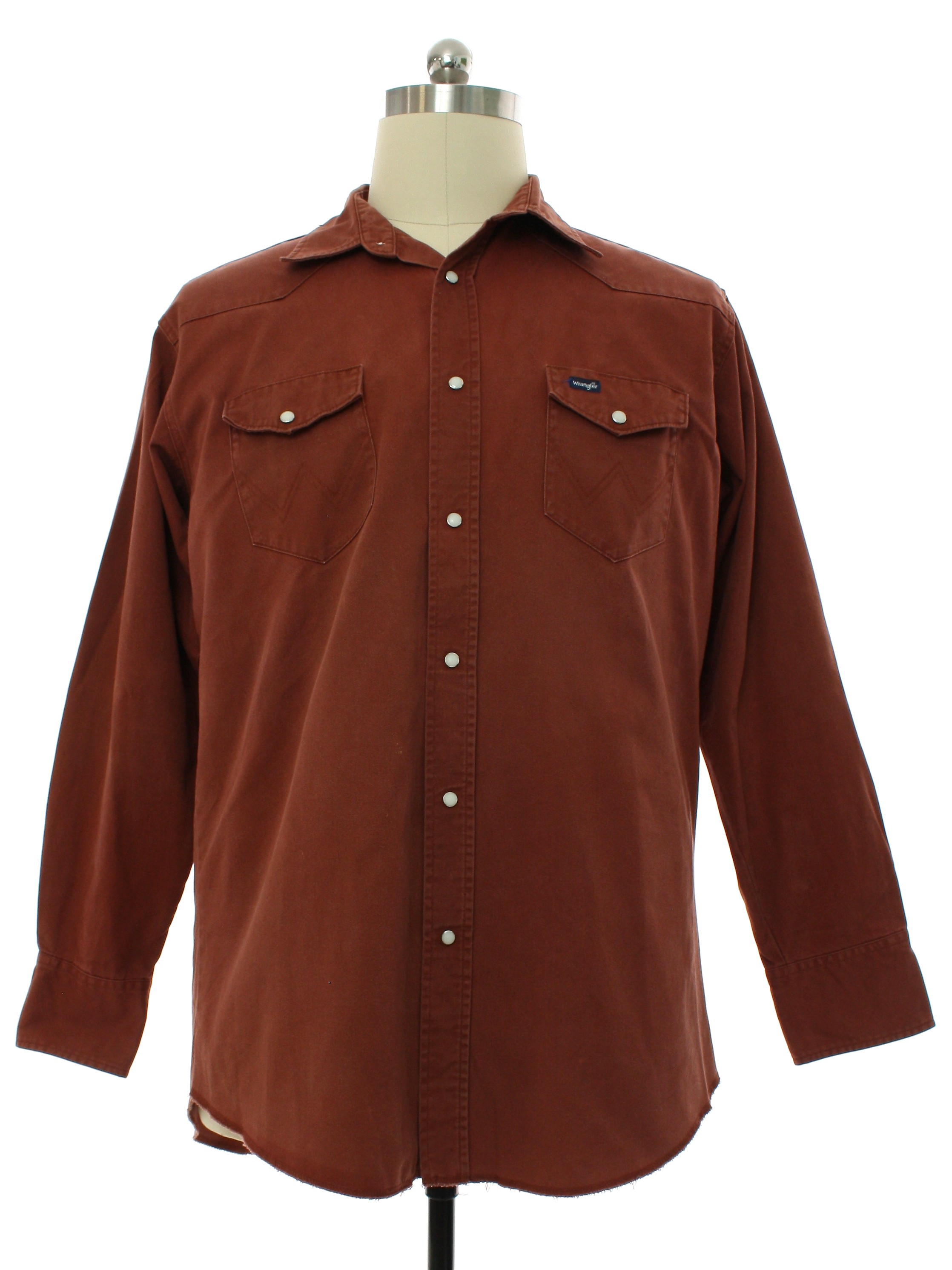 Wrangler 80's Vintage Western Shirt: 80s -Wrangler- Mens russet brown ...