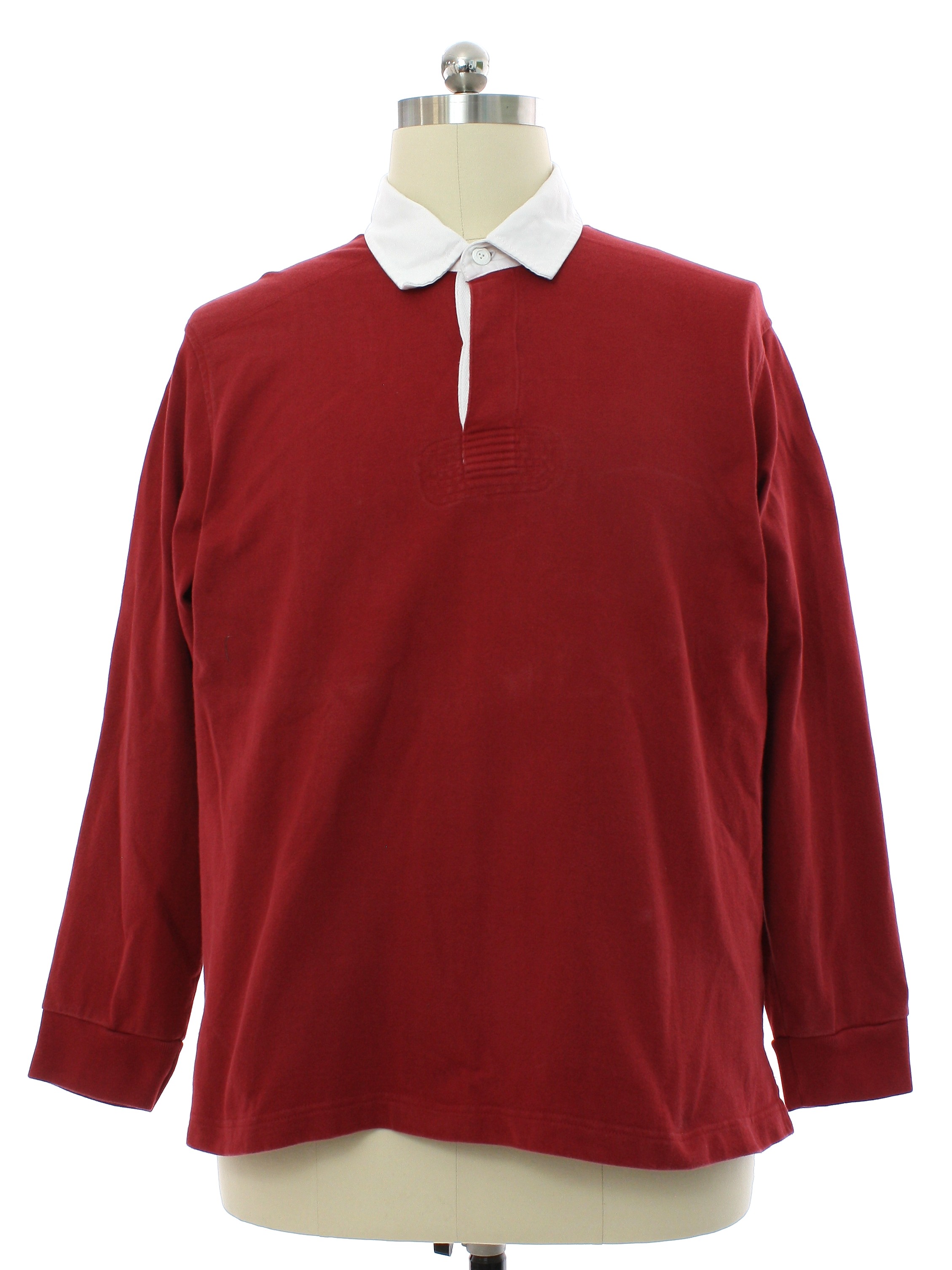 1980s Hathaway Shirt: 80s -Hathaway- Mens brick red heavy cotton knit ...