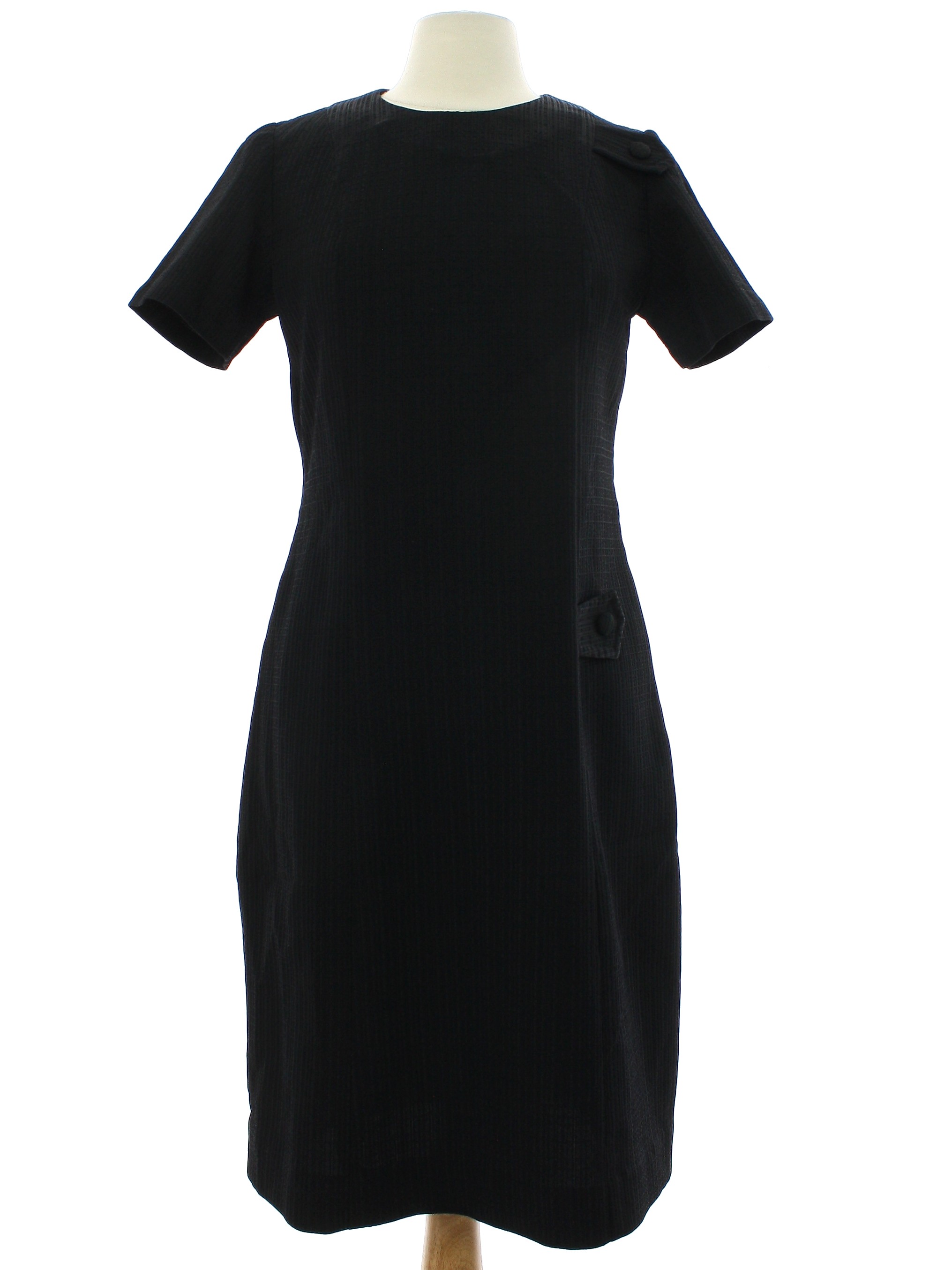 Vintage 1960's Dress: 60s -British Lady- Womens black polyester short ...