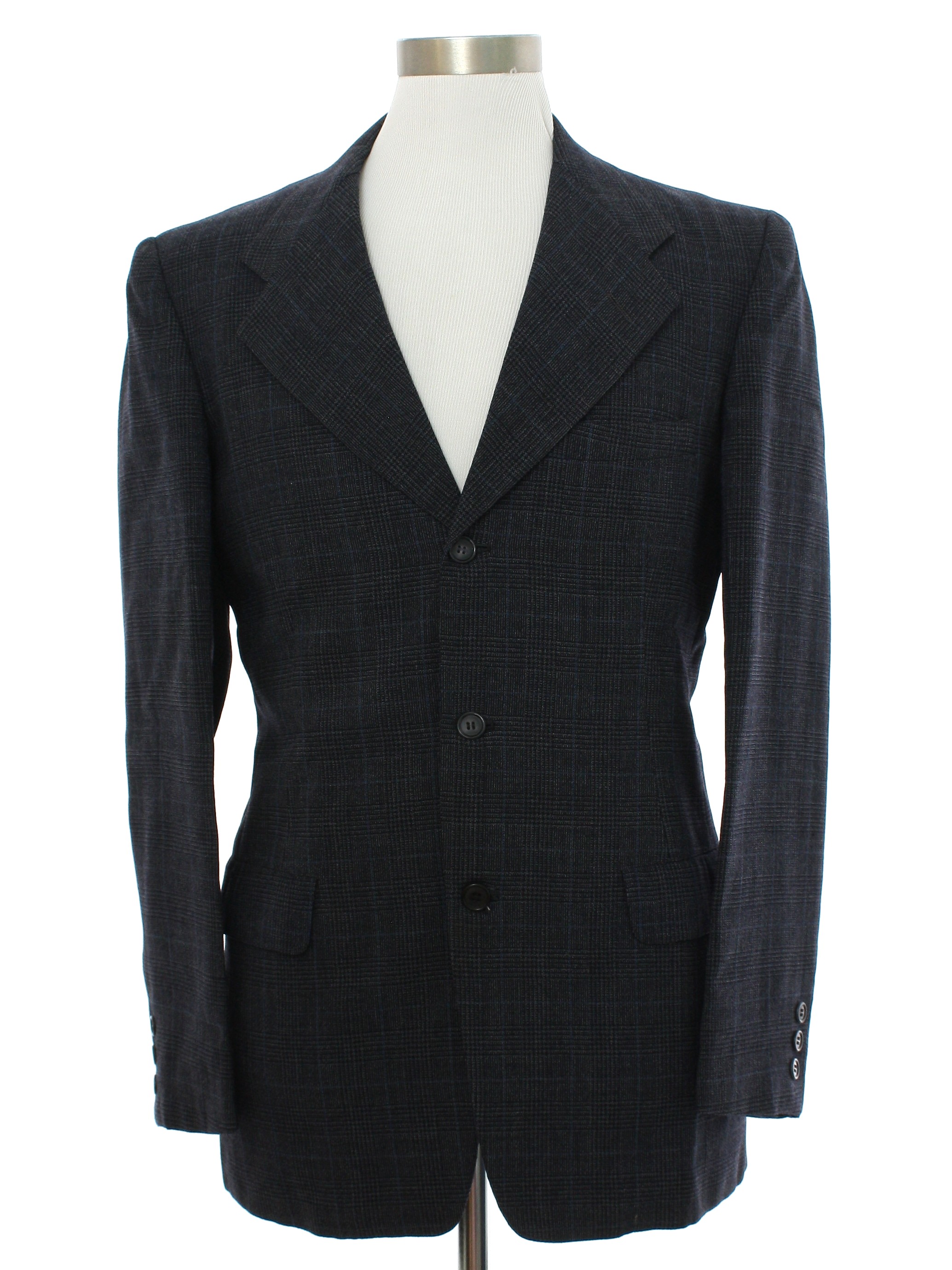 Retro Sixties Jacket: 60s -Town Clad- Mens black with navy wool suit ...