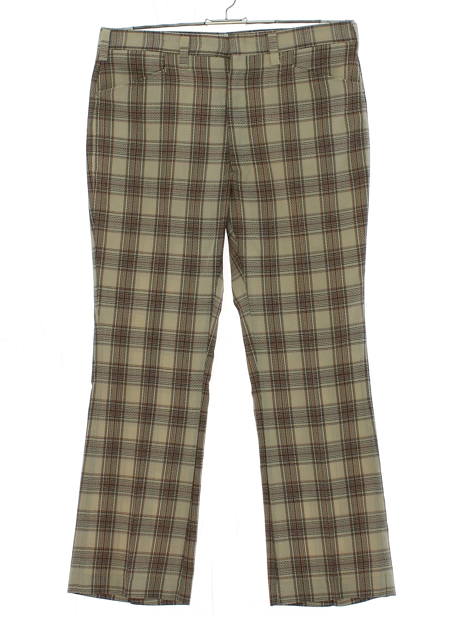 brown plaid flare pants