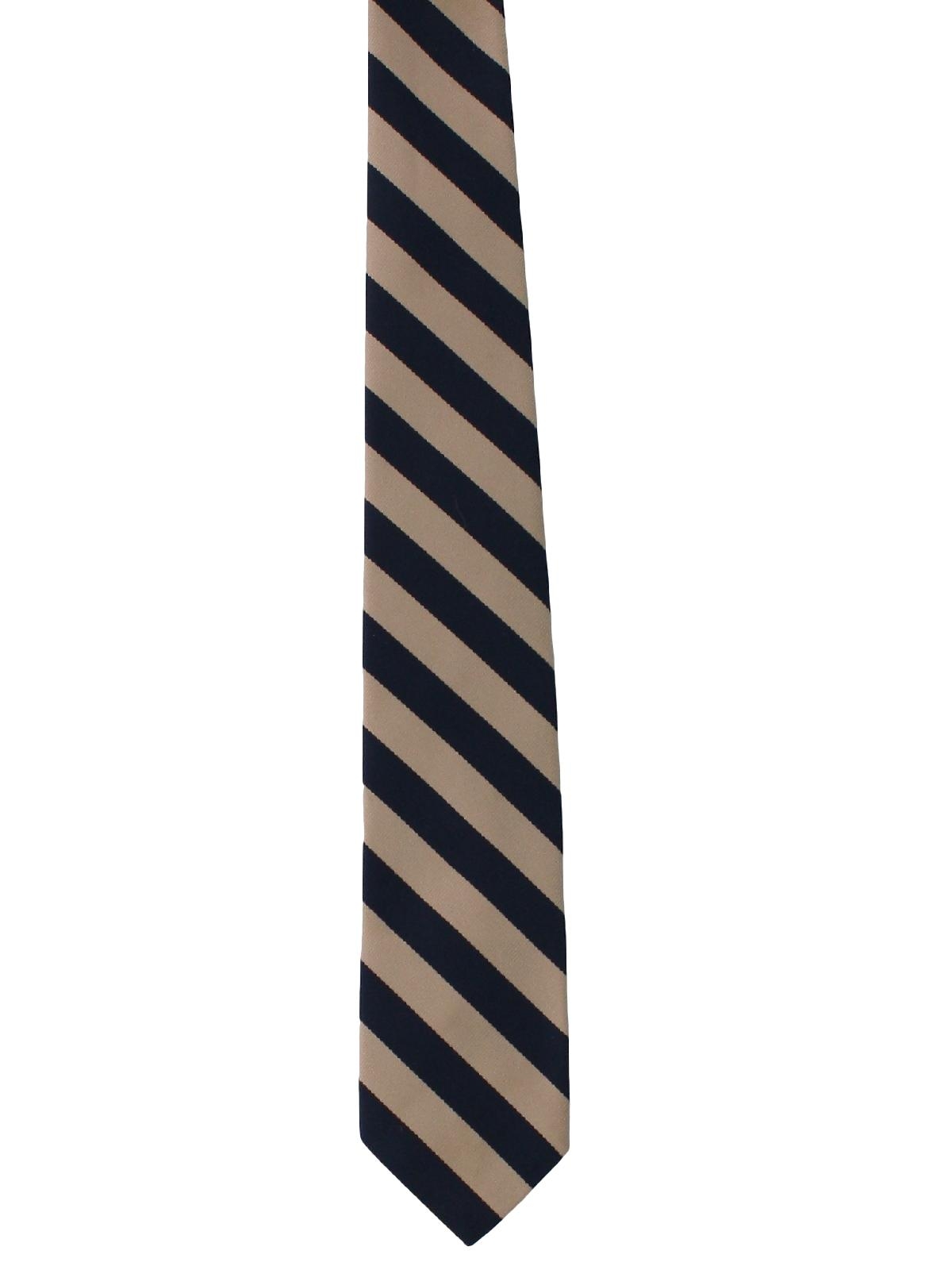 1980s Vintage Neck Tie: 80s -Wembley- Mens navy and taupe polyester ...