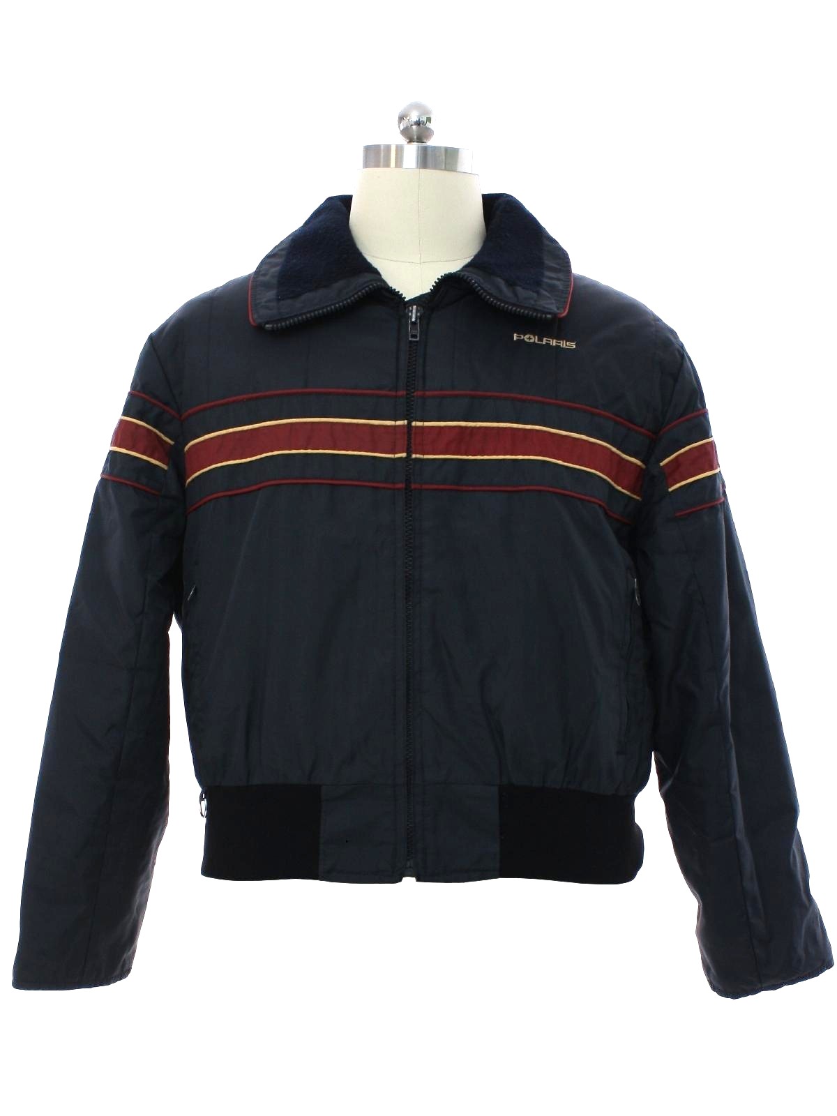 Vintage 80s Jacket: 80s -Polaris Union Made- Mens black background nylon longsleeve zip front