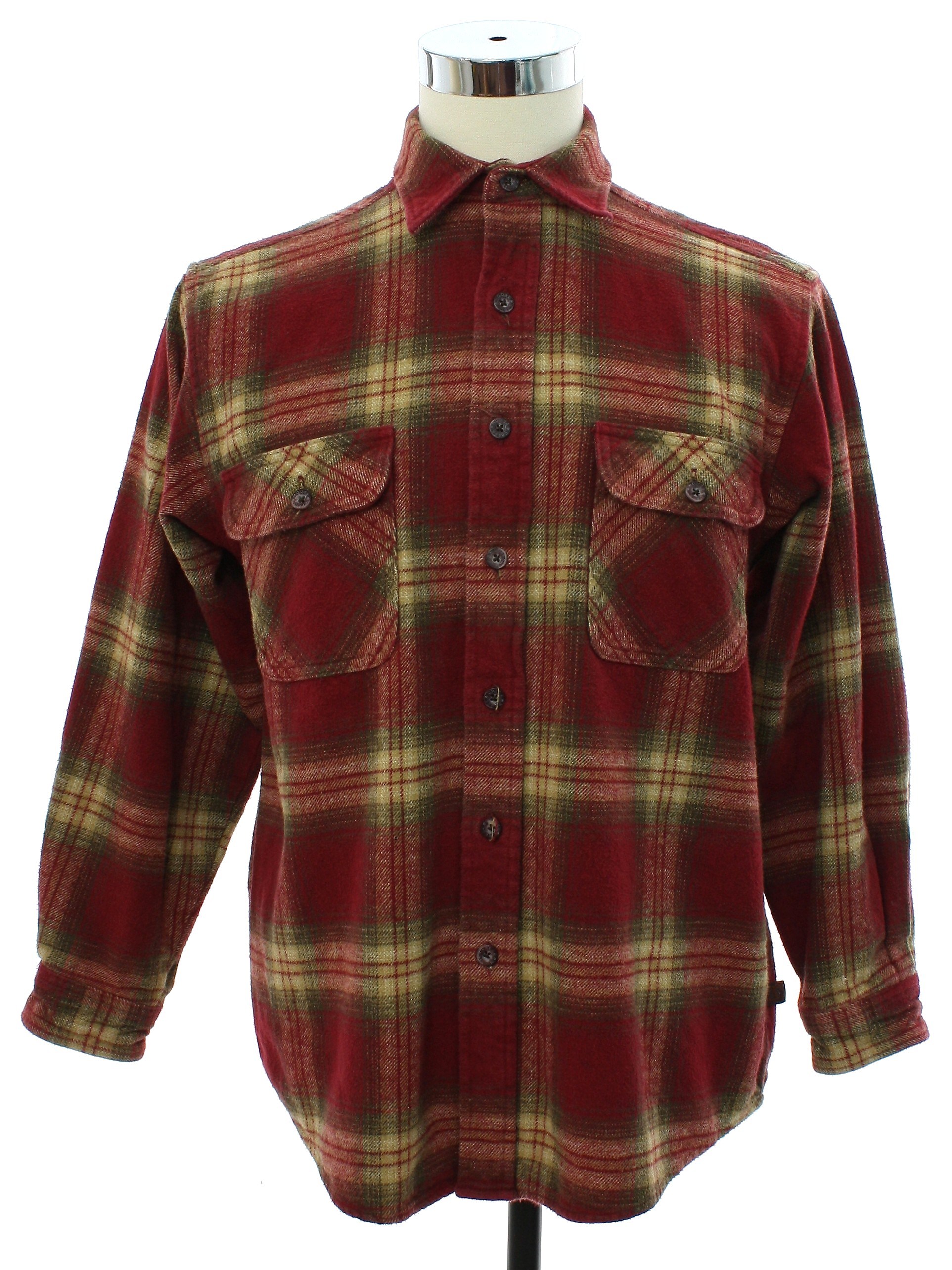 Shirt: 90s -Moose Creek- Mens red, brown, and tan plaid heavy cotton ...