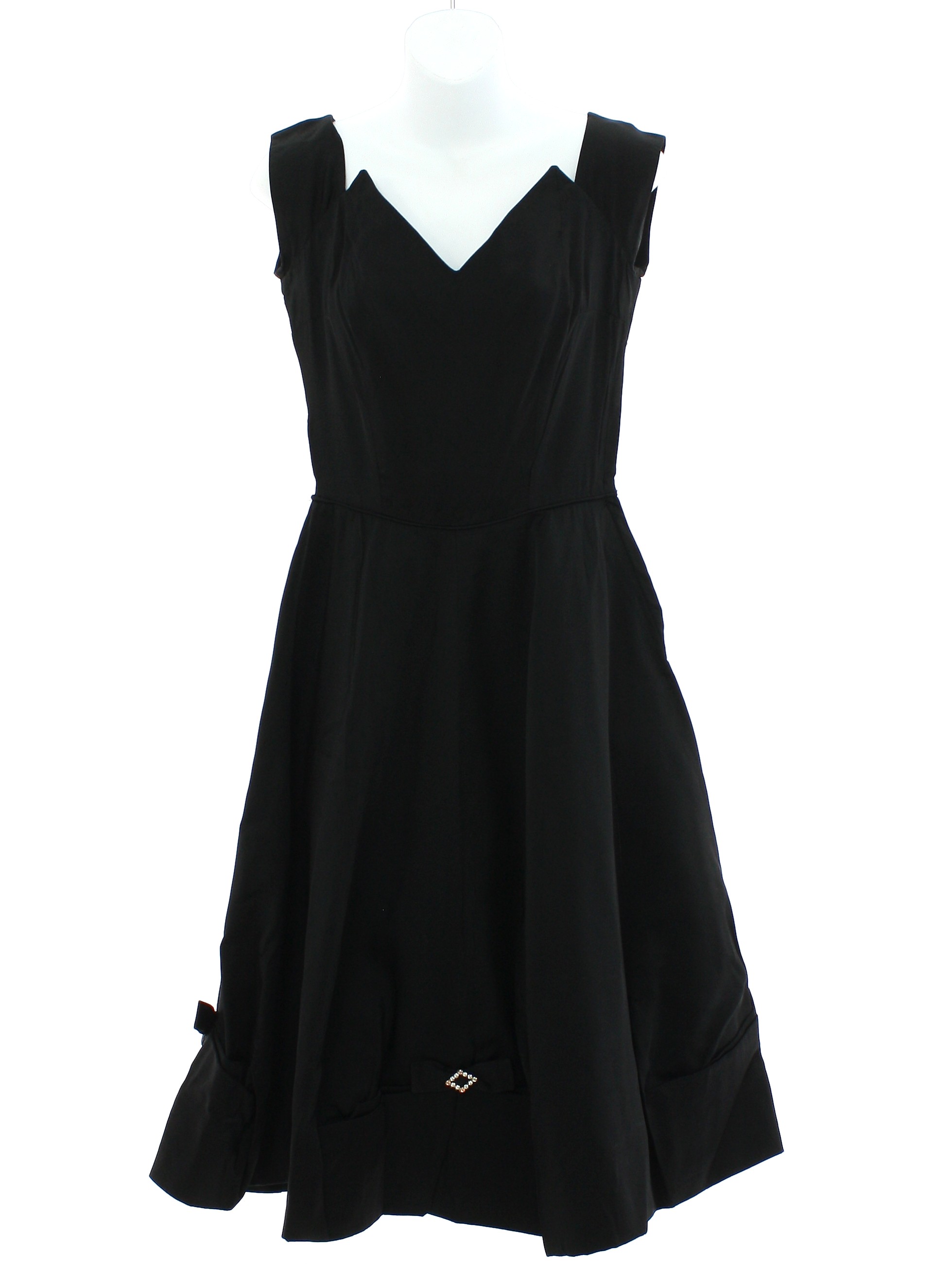 Vintage 1950's Cocktail Dress: 50s -Minx Modes- Womens black rayon ...