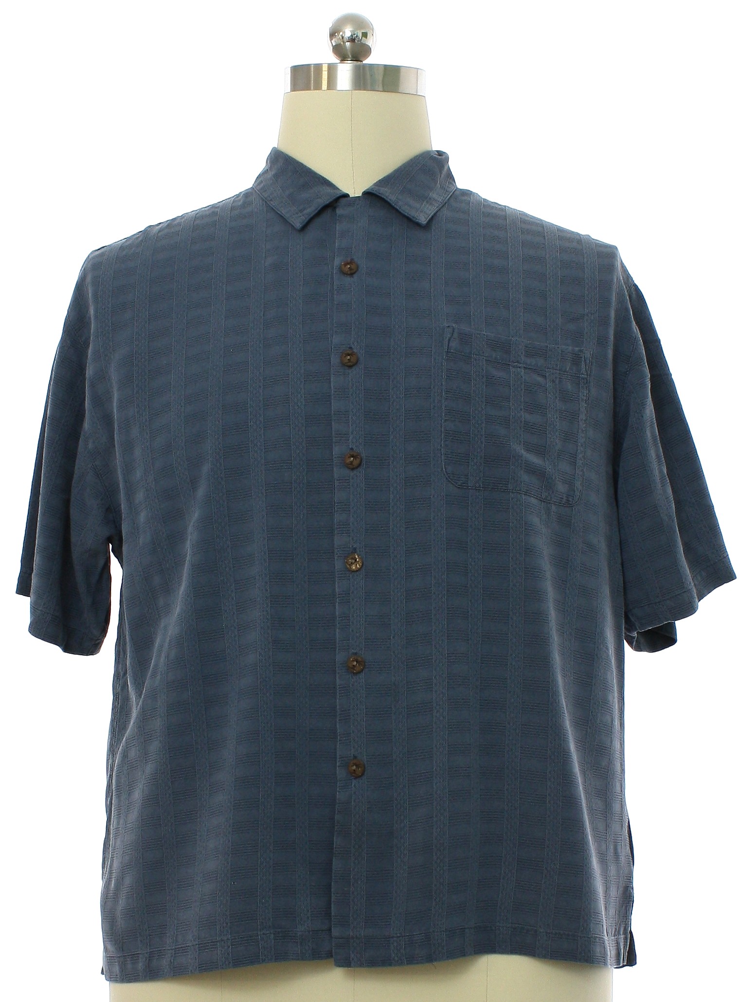 Shirt: 90s -Jamaica Jaxx- Mens dusty blue background silk short sleeve ...