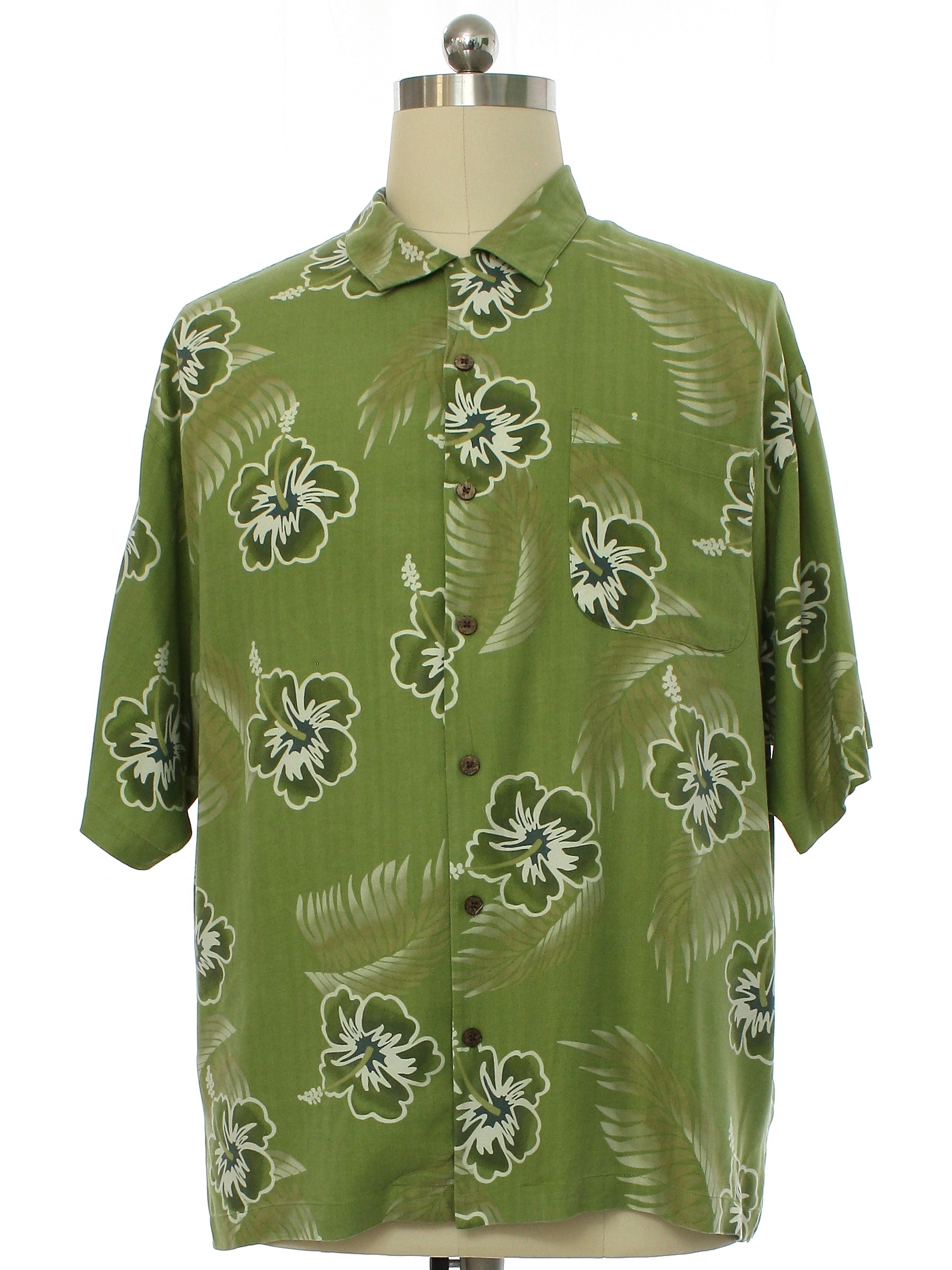 Hawaiian Shirt: 90s -Eagle Dry Goods- Mens avocado green background ...