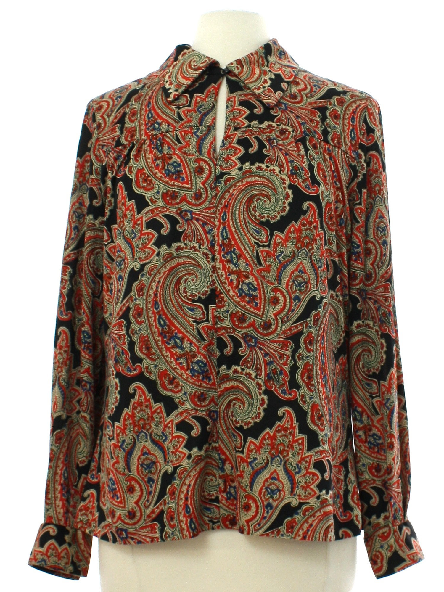 Home Sewn Seventies Vintage Hippie Shirt: 70s -Home Sewn- Womens black ...