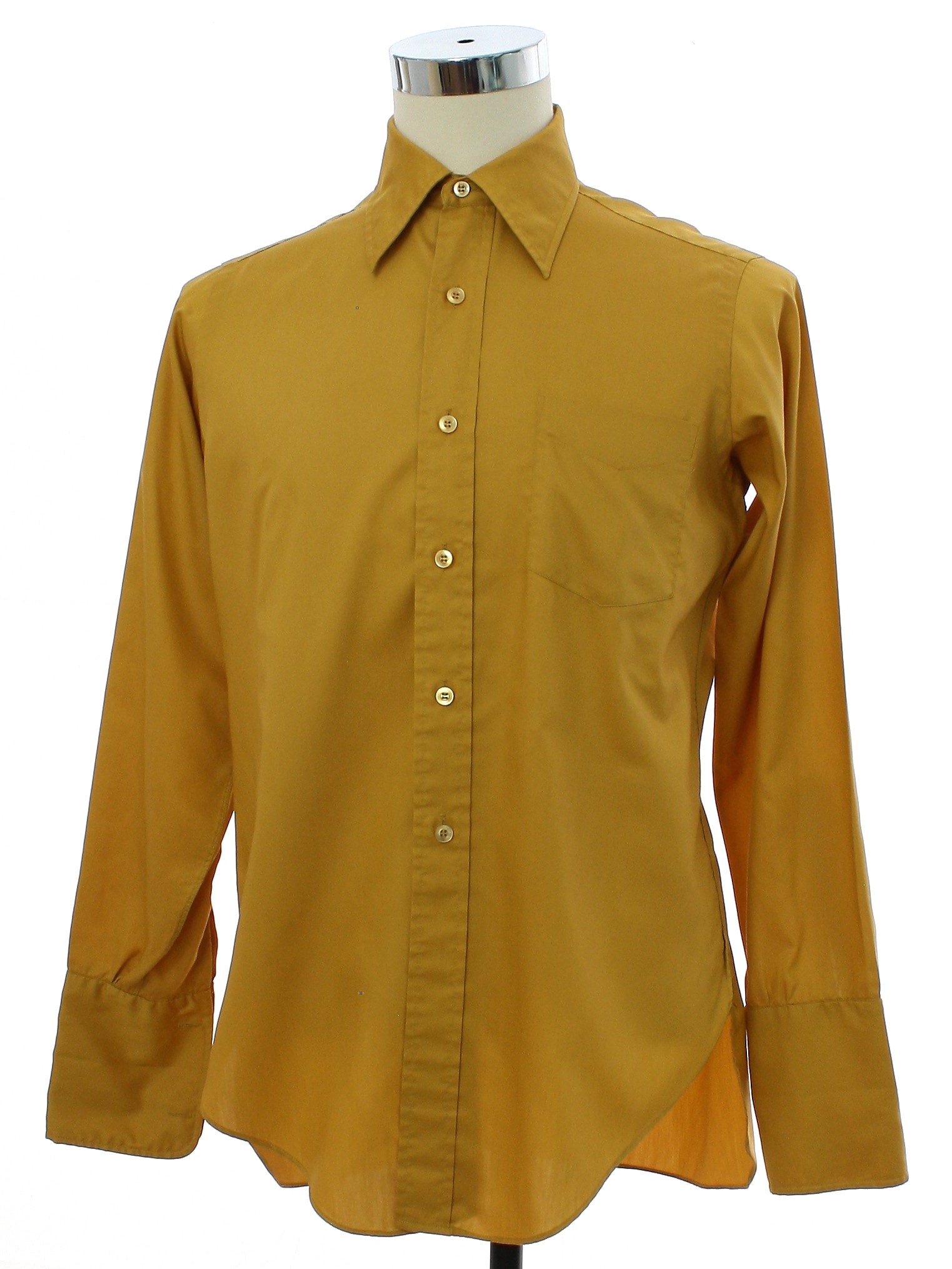 Vintage 1960's Shirt: 60s -Excello- Mens harvest gold polyester cotton ...