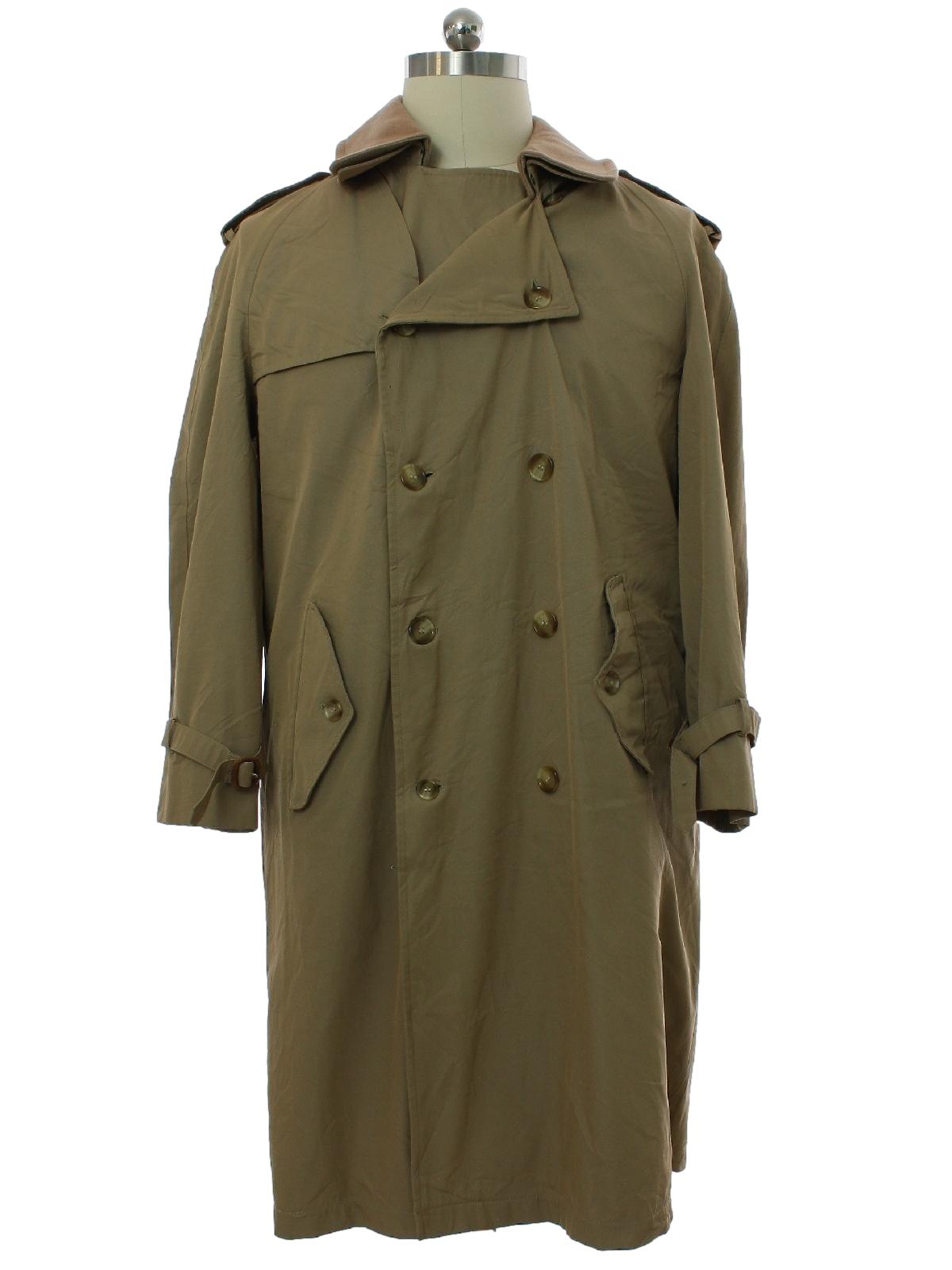 Vintage 1970's Jacket: 70s -Care Label- Mens tank khaki blended twill ...