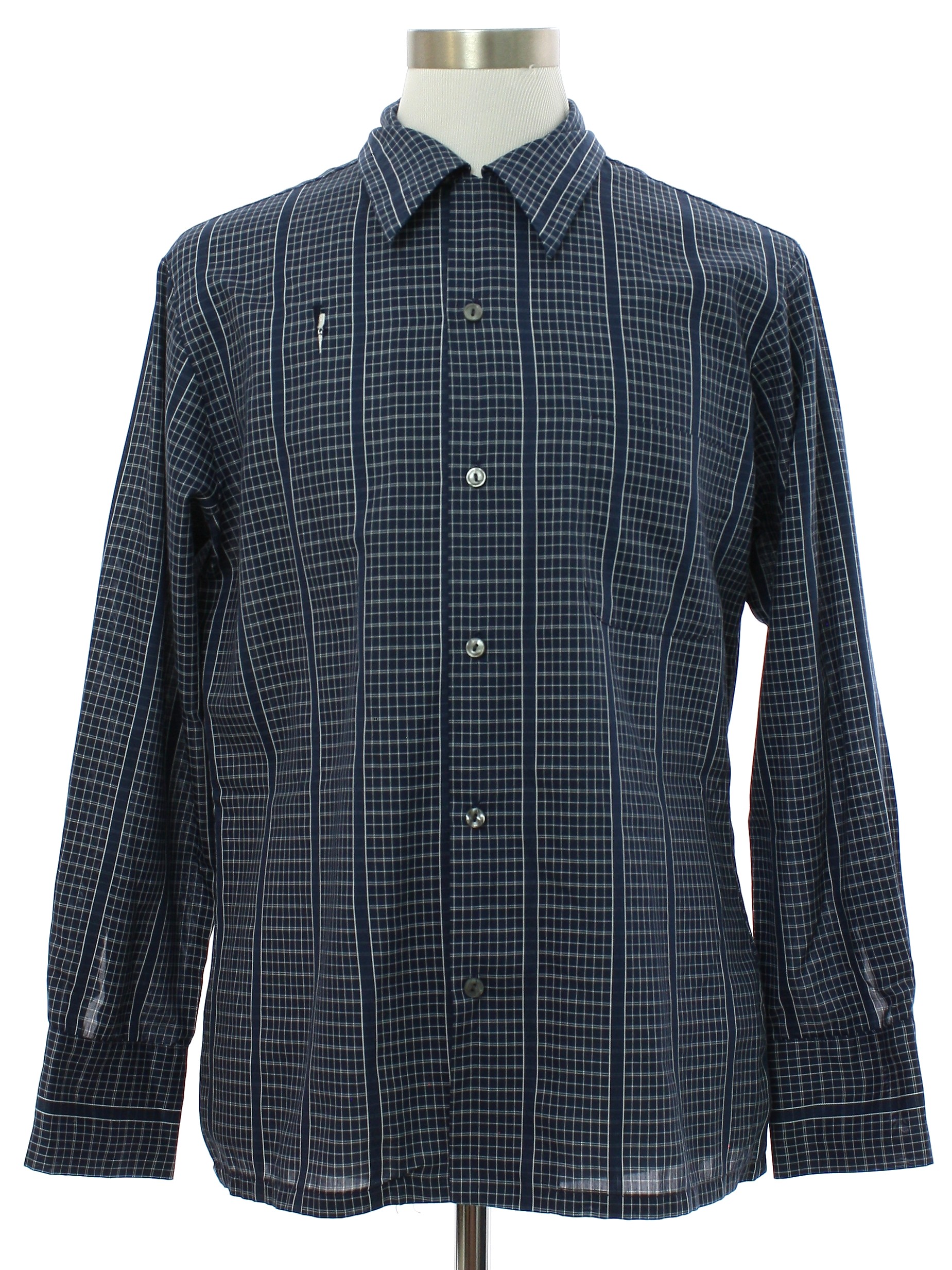 Vintage 1960's Shirt: Late 60s -Mr California- Mens navy blue ...