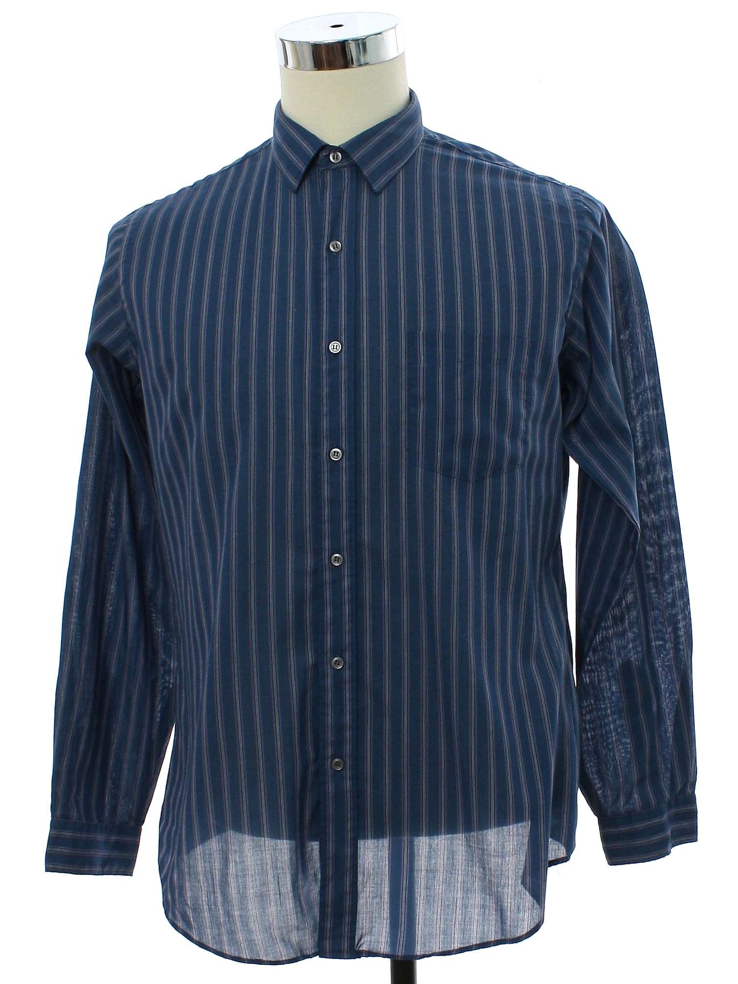 Levis 1980s Vintage Shirt: Late 80s -Levis- Mens navy blue striped ...