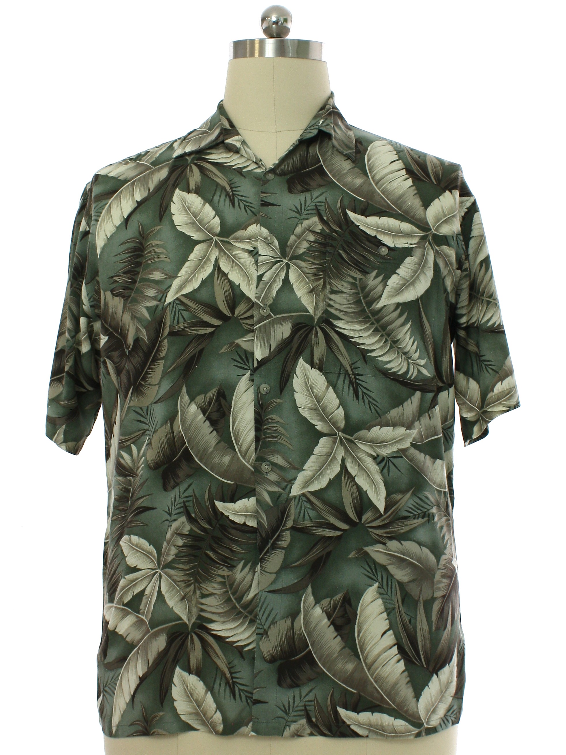 Hawaiian Shirt: Newer Than 90s -Van Heusen- Mens sea green background ...