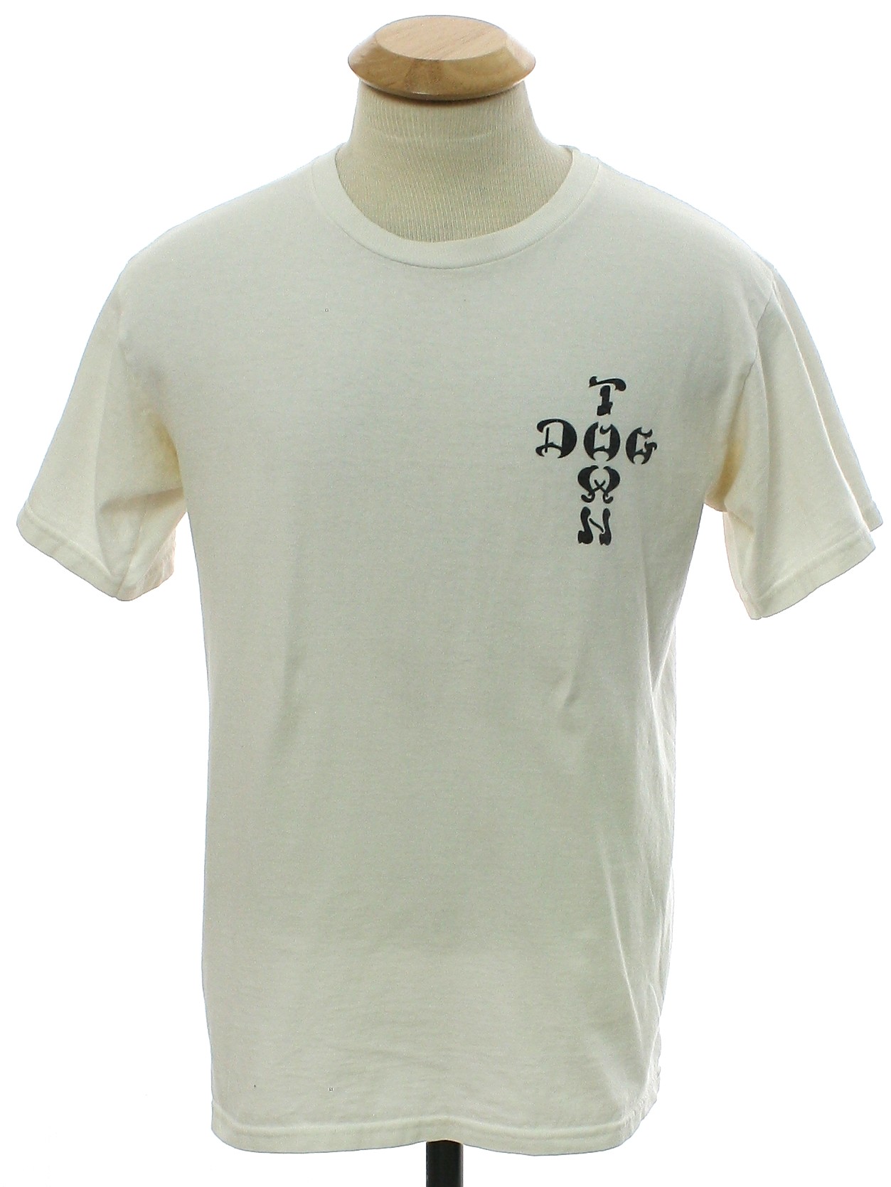 T Shirt: 90s (c. 2007) -Dogtown, Made in USA- Mens white