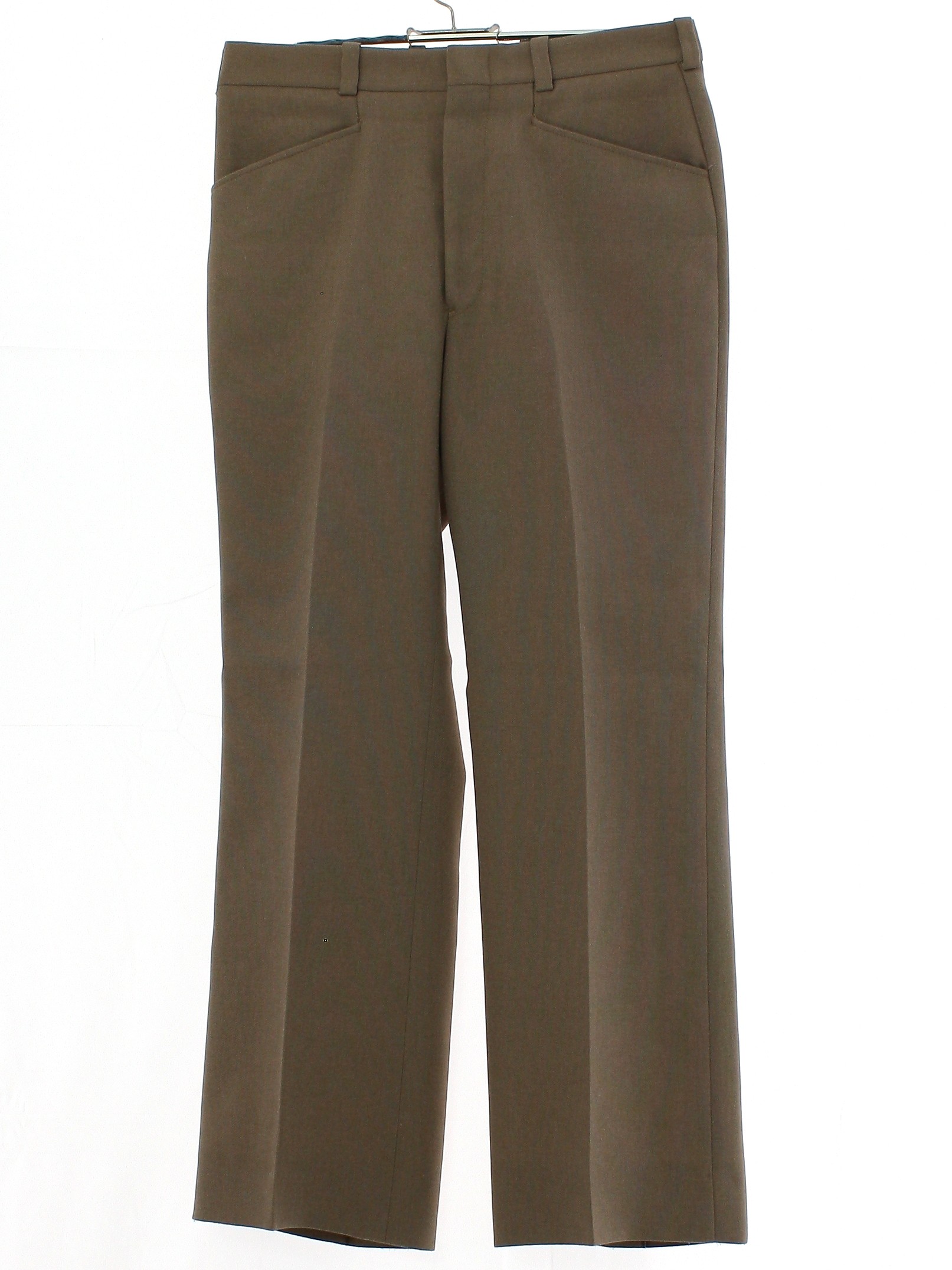1970's Pants (The Knack): Late 70s -The Knack- Mens cocoa brown solid ...