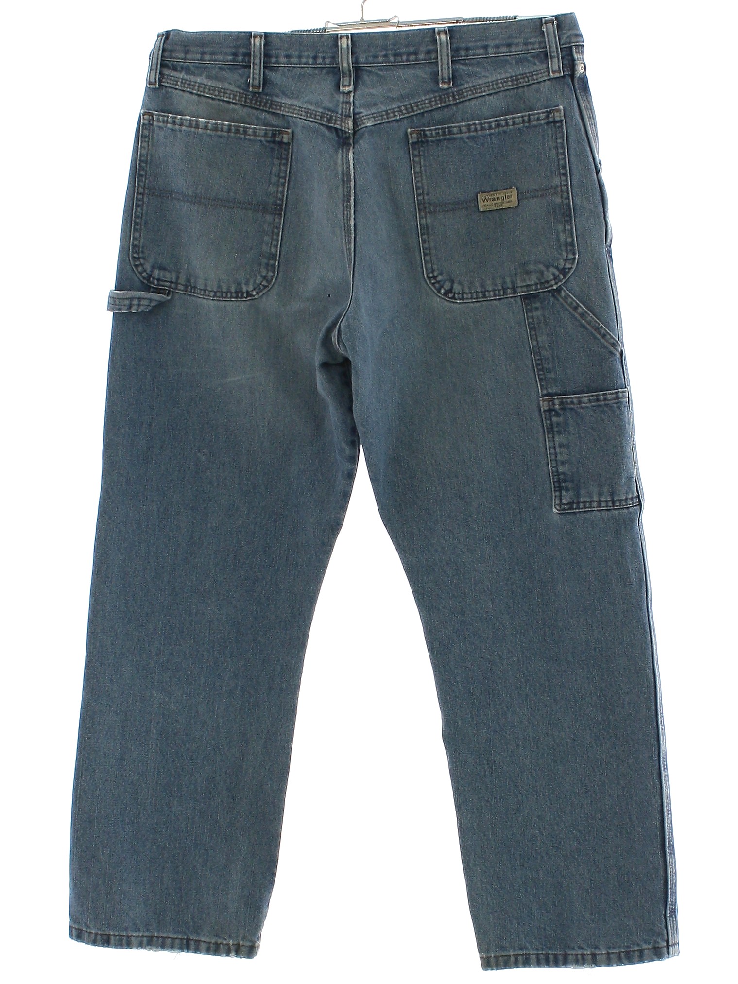1990s Vintage Pants: 90s or newer -Wrangler- Mens faded and worn blue ...