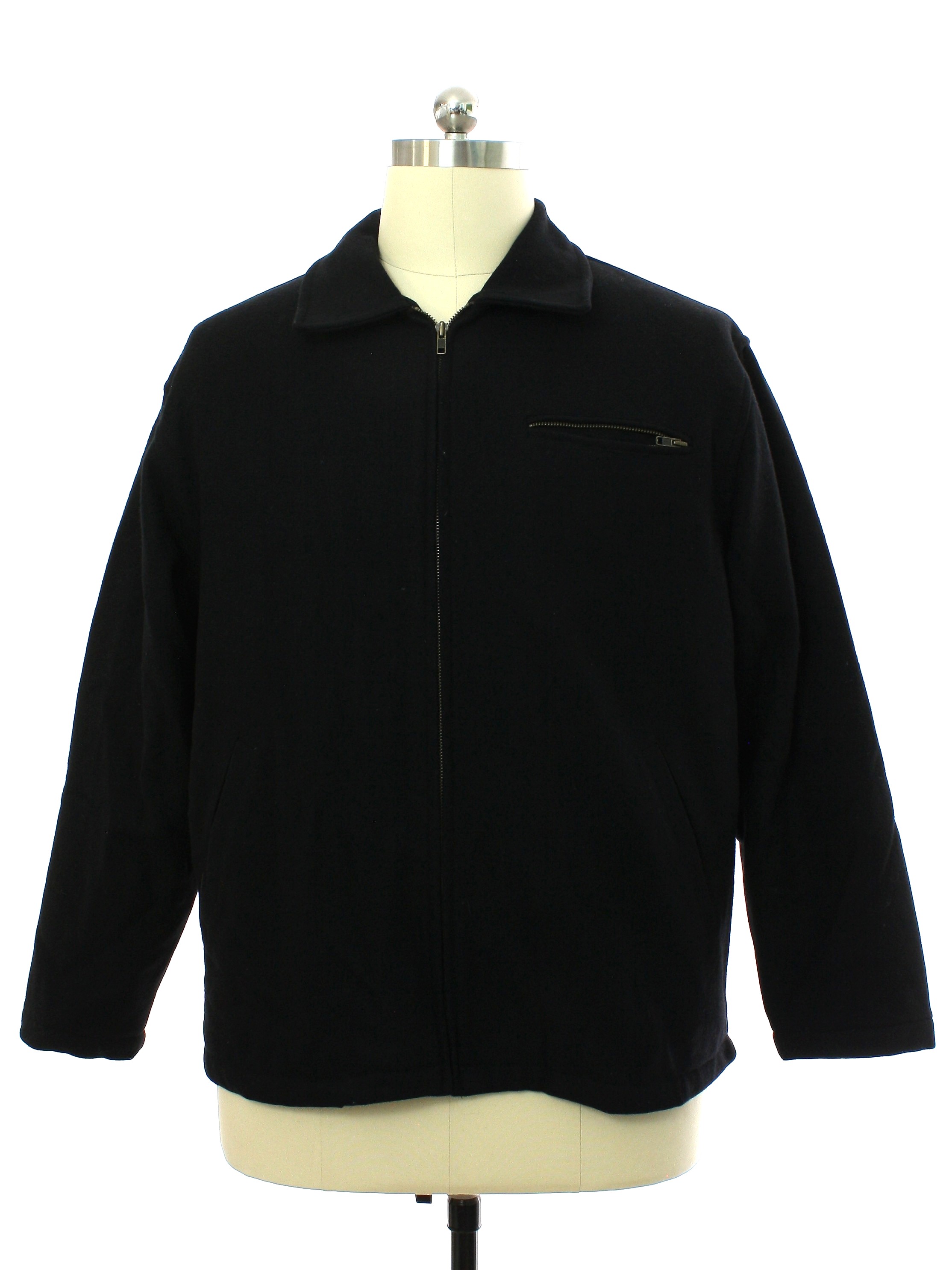 Jacket: Newer Than 90s -Weatherproof Garment Company- Mens black wool ...