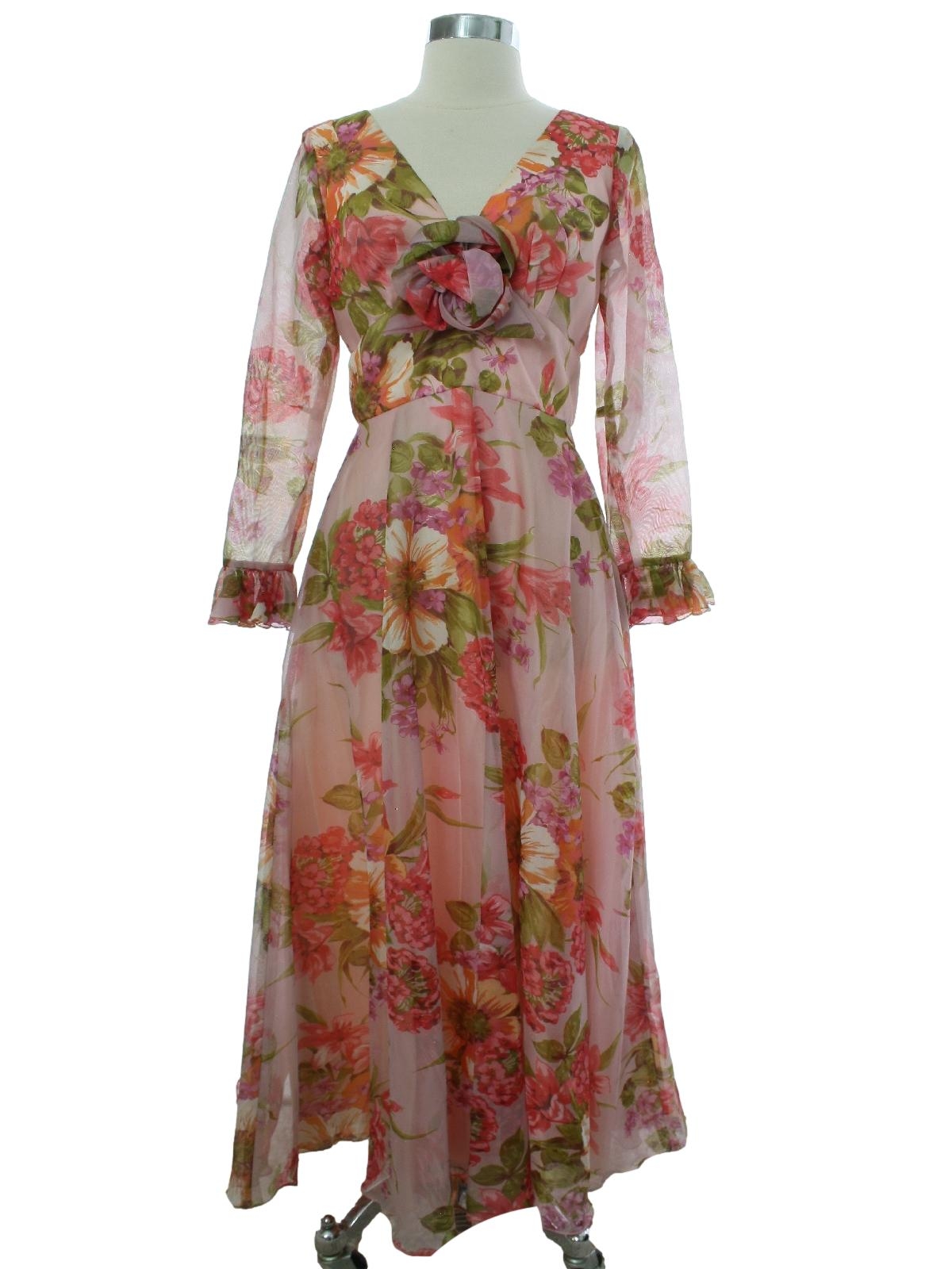 Retro 1970's Cocktail Dress: 70s -No Label- Womens pale pink blush ...