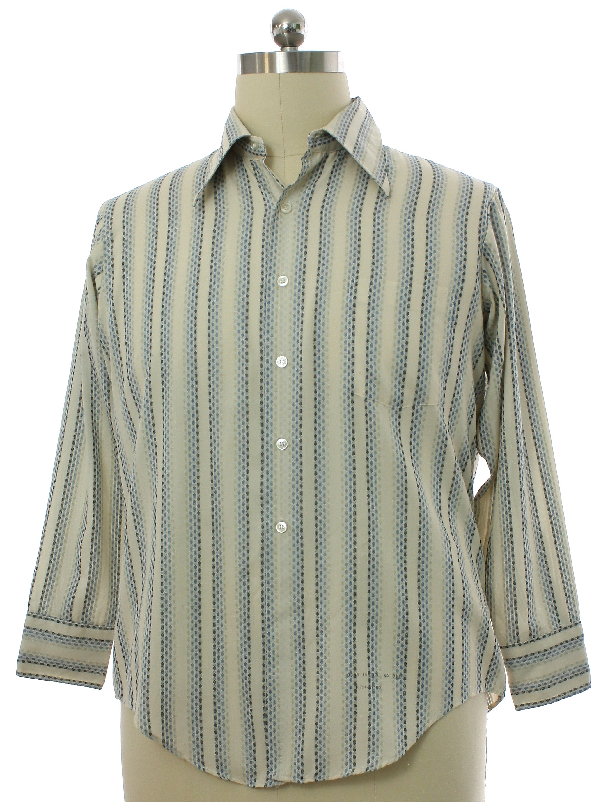 Vintage 70s Print Disco Shirt: 70s -Kmart- Mens ivory background cotton ...