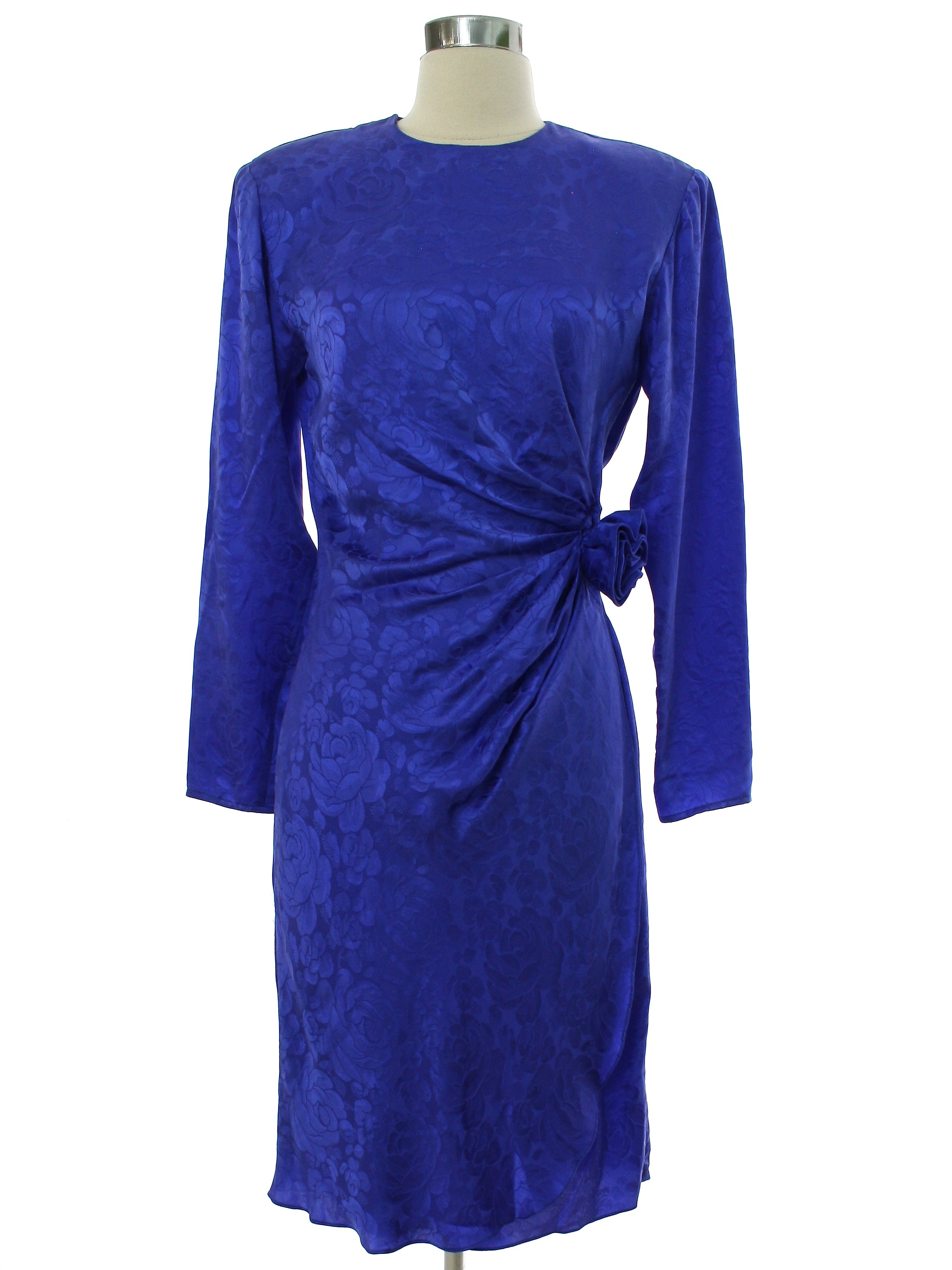 Vintage 1980's Disco Dress: Late 80s -Argenti- Womens royal blue silk ...