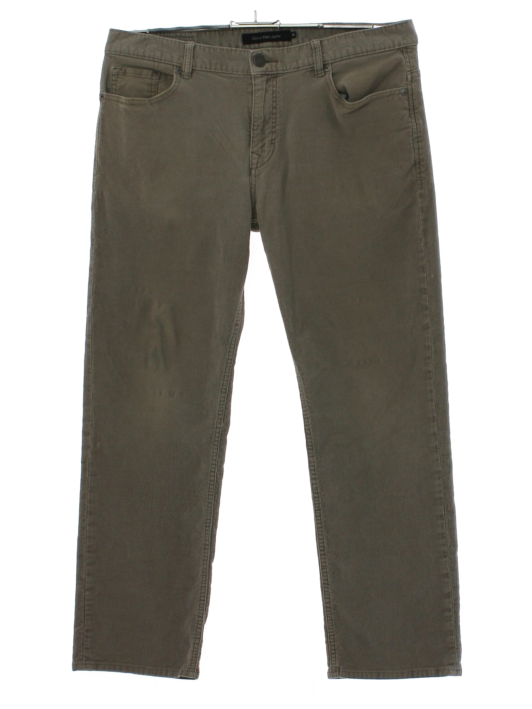 Pants: 90s -Calvin Klein- Mens tannish gray solid colored cotton ...