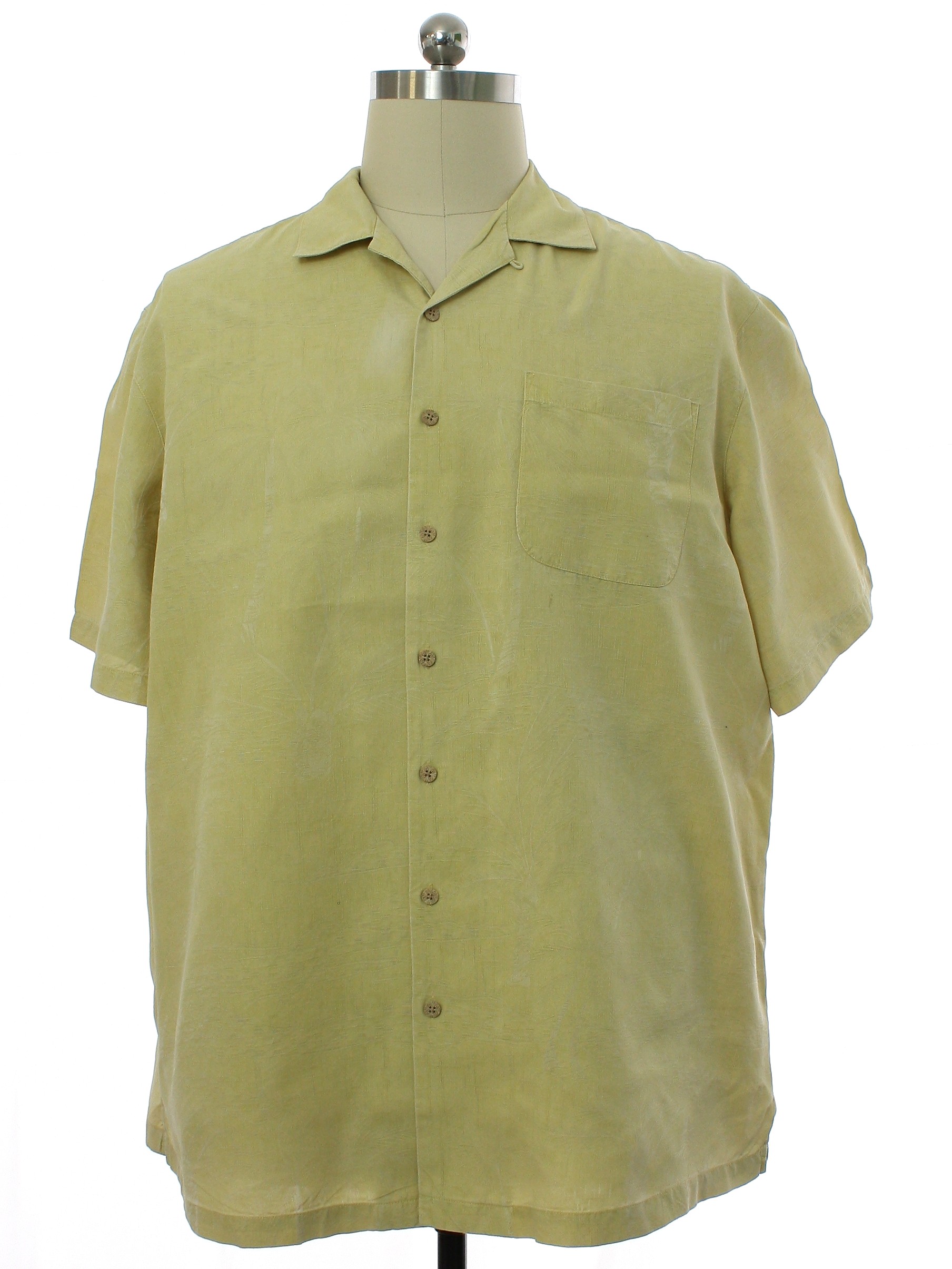 Hawaiian Shirt: 90s -Tommy Bahama- Mens dusty yellow background ...