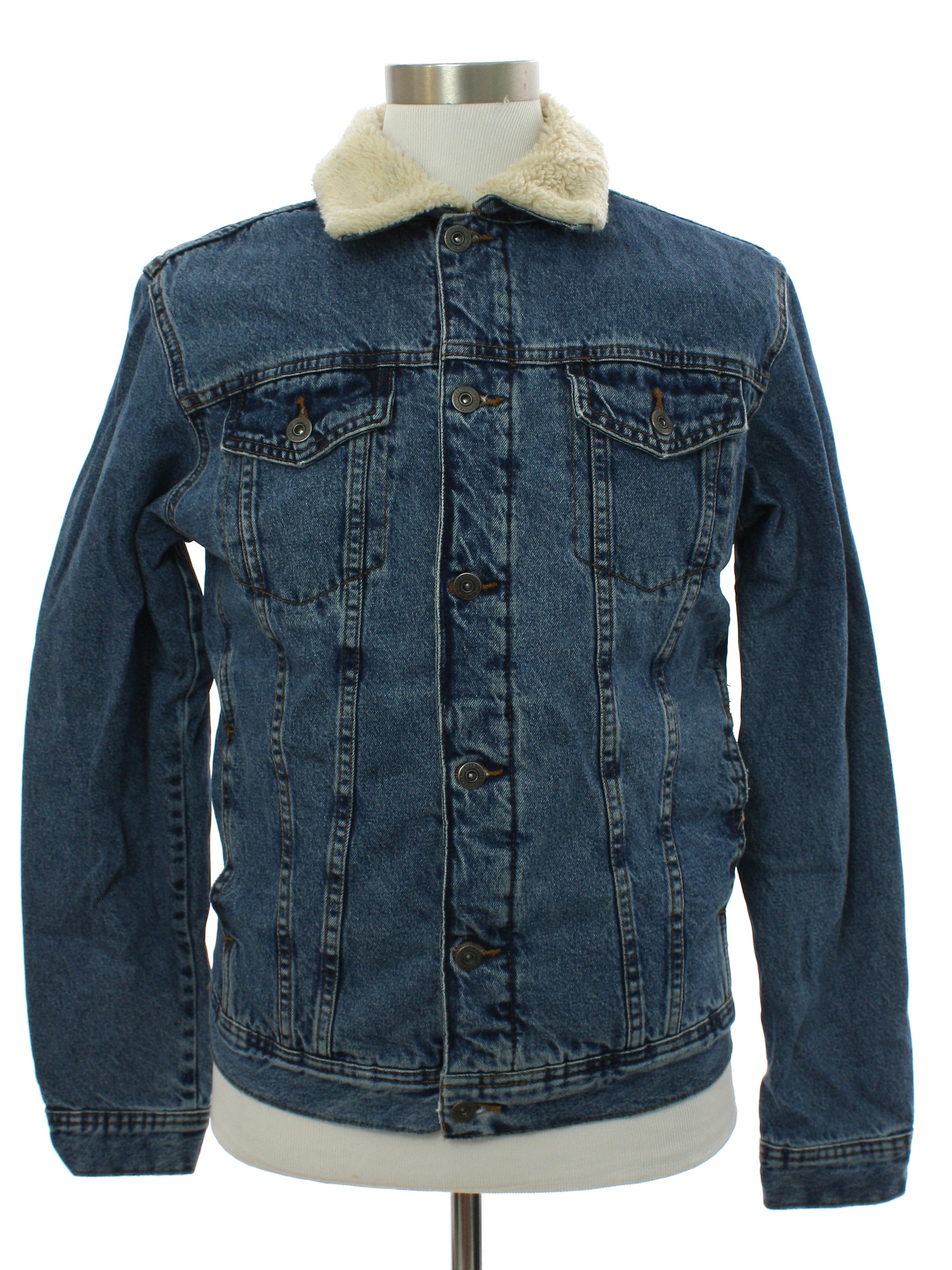 Jacket: Newer Than 90s -Zara- Mens faded blue cotton denim western ...