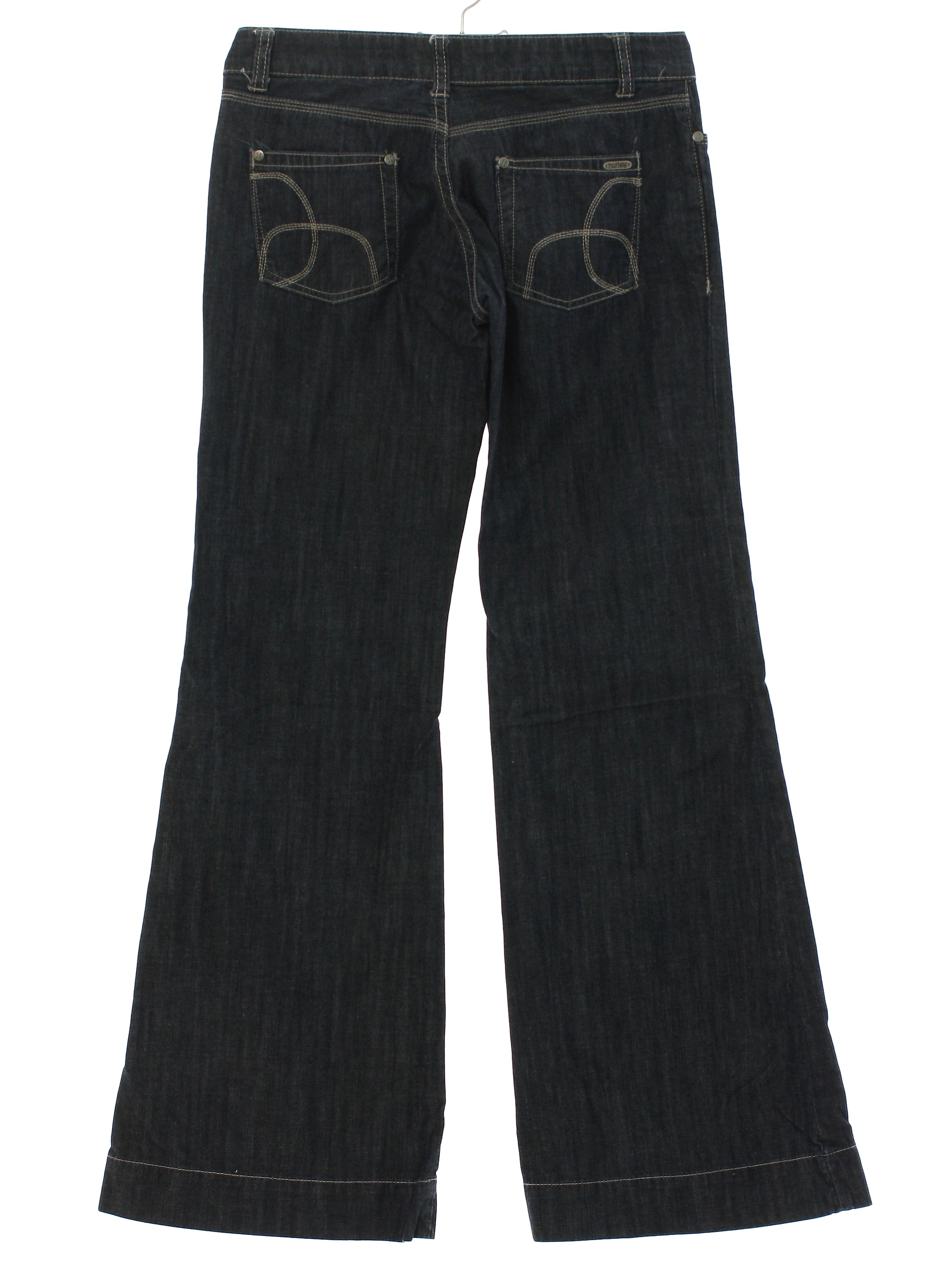debat exegese Technologie Flared Pants / Flares: 90s (Y2k Early 2000s) -Hurley- Womens dark blue wash  cotton denim flared lowrise denim jeans pants with zipper fly closure with  button. Five pocket style - front scoop