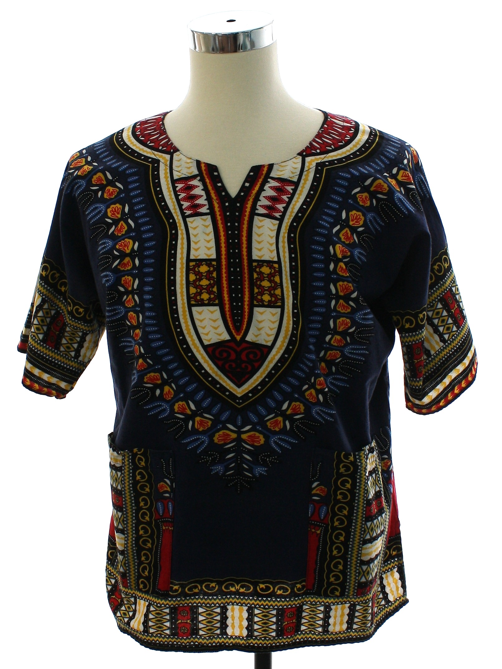 80s Retro Dashiki Shirt: 80s Style -It girl- Womens navy with red ...