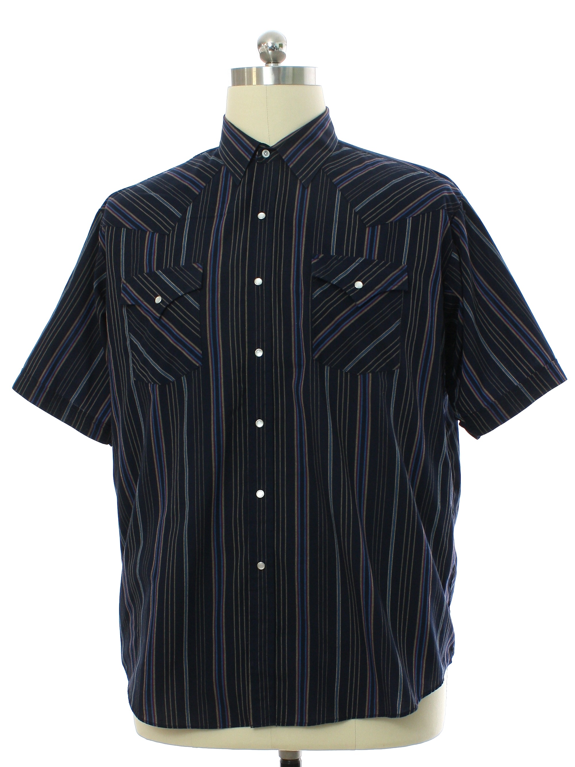 90's Vintage Western Shirt: 90s -Plains Western Wear- Mens midnight ...