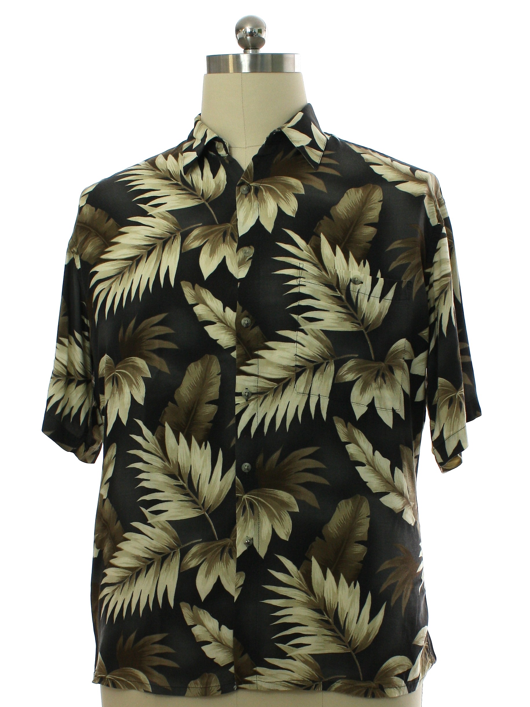 90s Retro Hawaiian Shirt: 90s -Pierre Cardin- Mens charcoal black ...