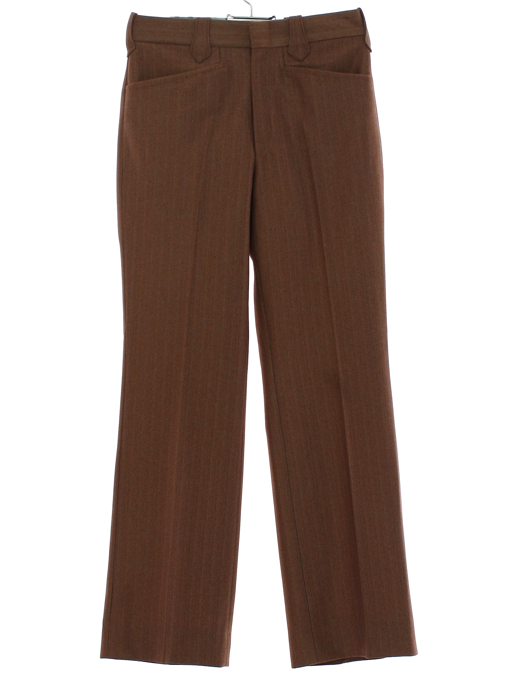 Retro 70s Pants: Late 70s -No Label- Mens light brown subtle vertical ...